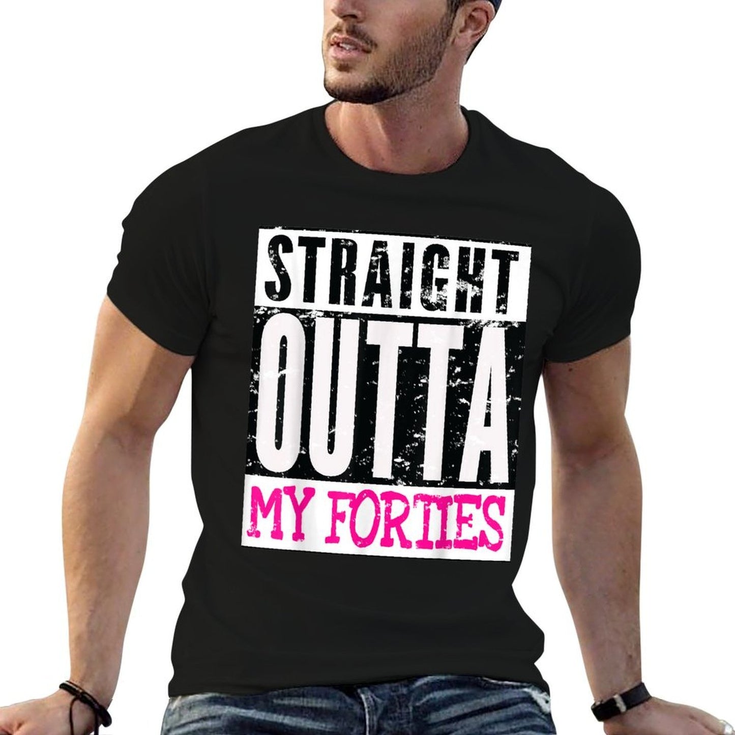 Straight Outta My Forties Funny Women's 50th Birthday Gift Trendy Pattern T-Shirt