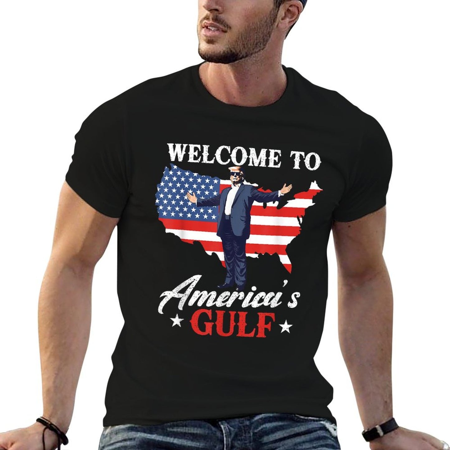 Gulf of USA America Funny USA Flag Relaxed-fit T-Shirt
