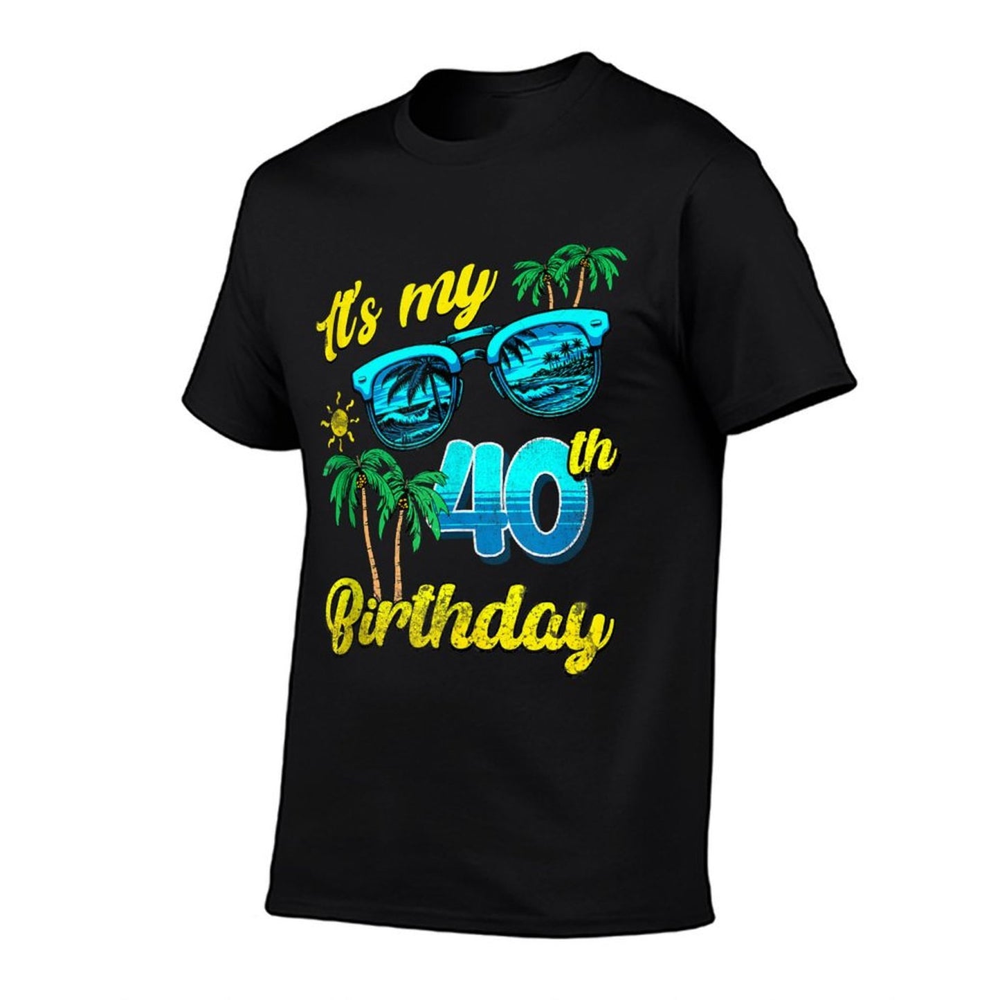 It's My 40th Birthday Tropical Beach Summer 40 Years Old Slim-fit Cut T-Shirt