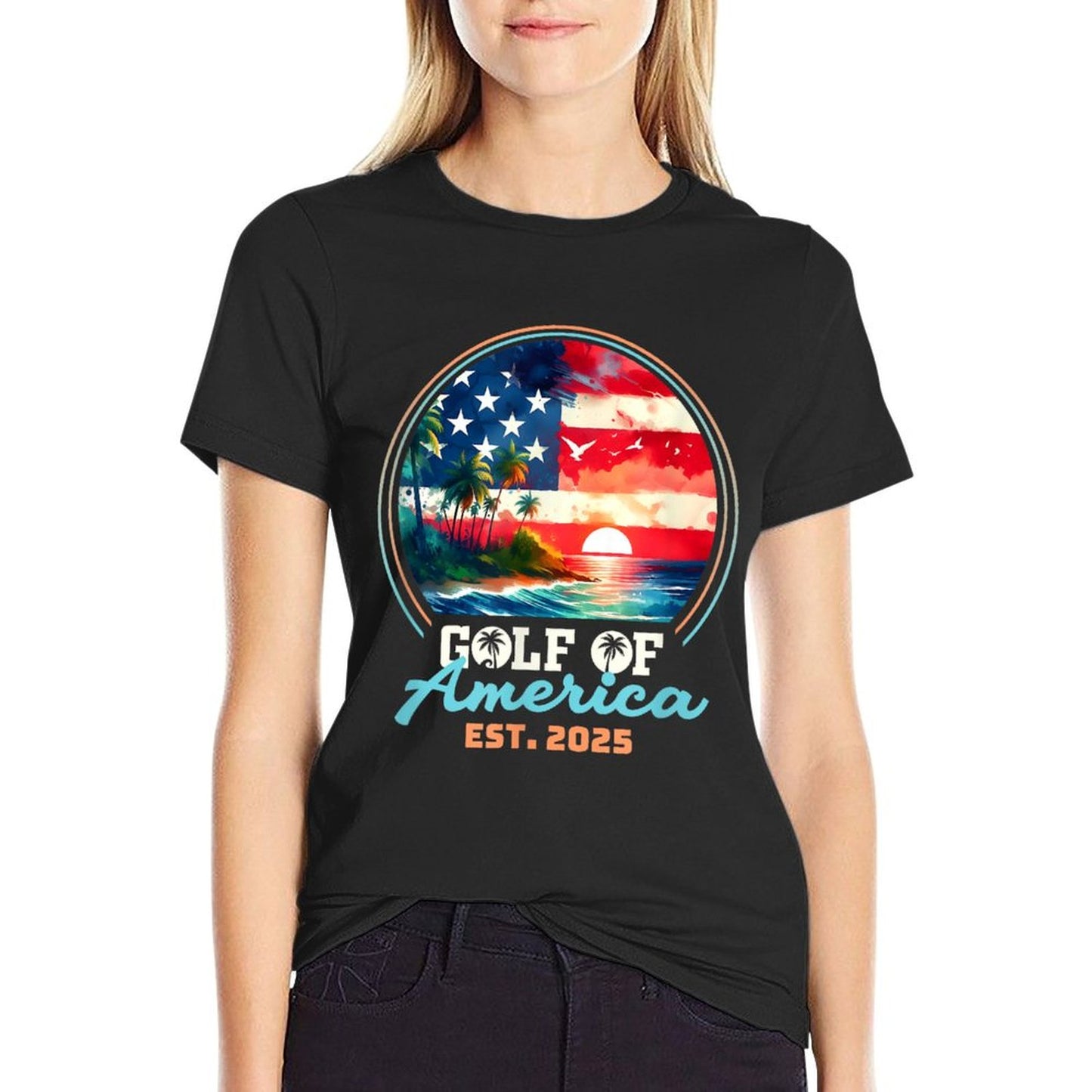 Gulf Of USA America Retro Vintage Beach Tagless Design T-Shirt