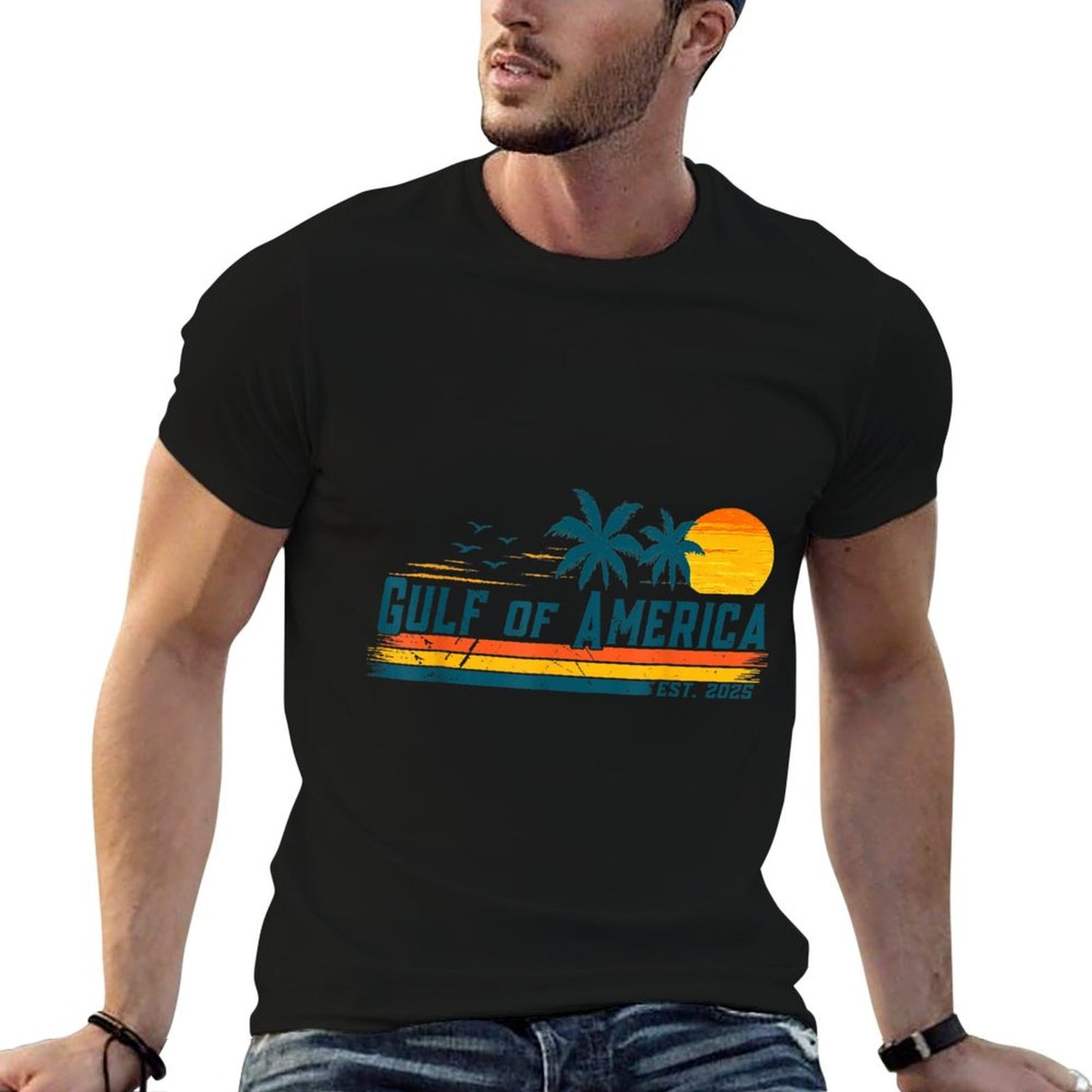 Vintage Gulf Of Us America Retro Sunset Gulf Of Us America Moisture-wicking T-Shirt