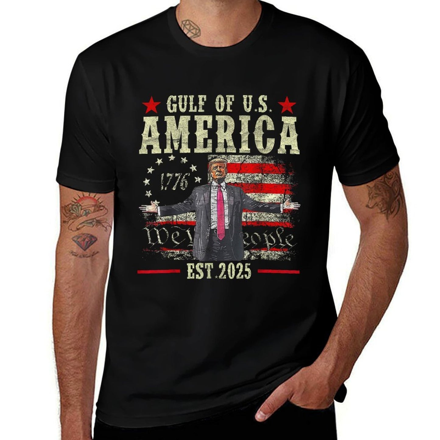 Funny Trump Gulf Of USA America 2025 Happy 4th Of July Trump High-quality Stitching T-Shirt