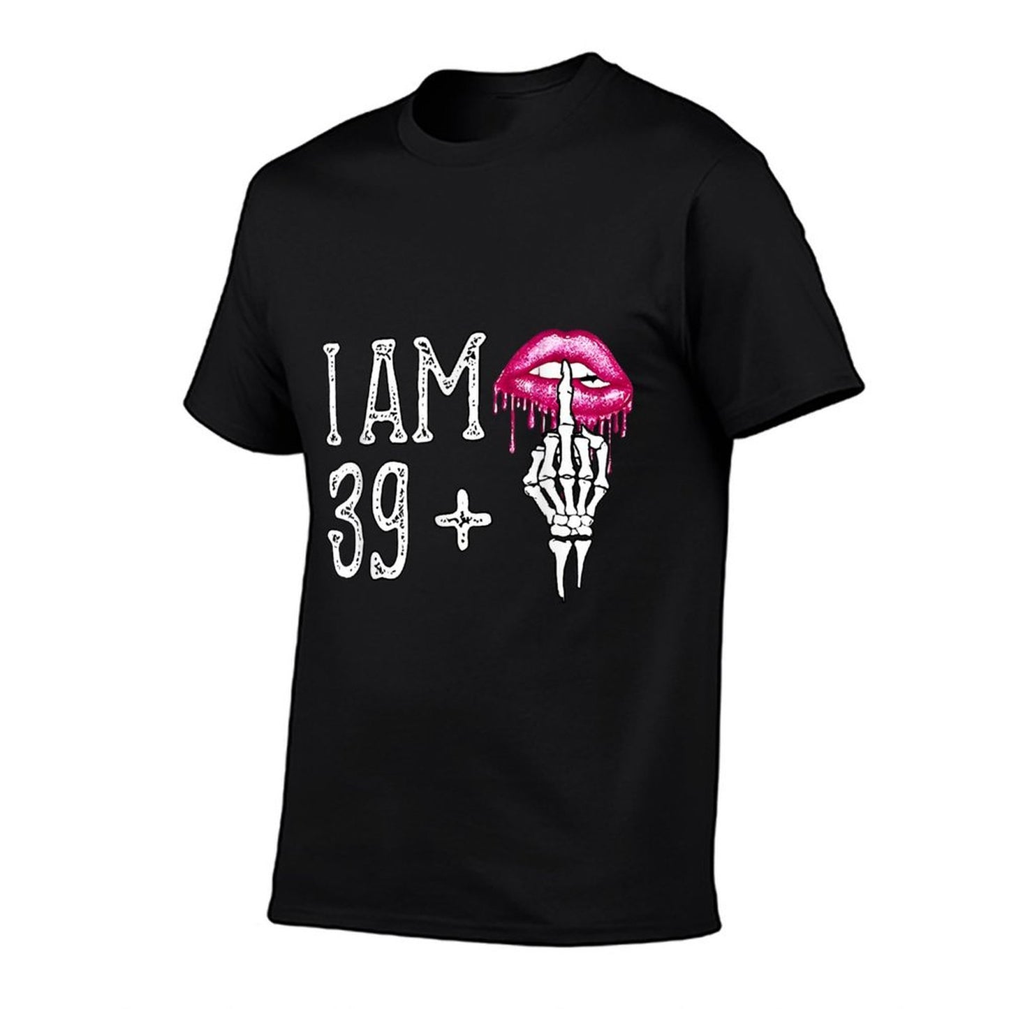 I'm 39 Plus 1 Middle Finger Skull Funny 40th Birthday Trendy Pattern T-Shirt