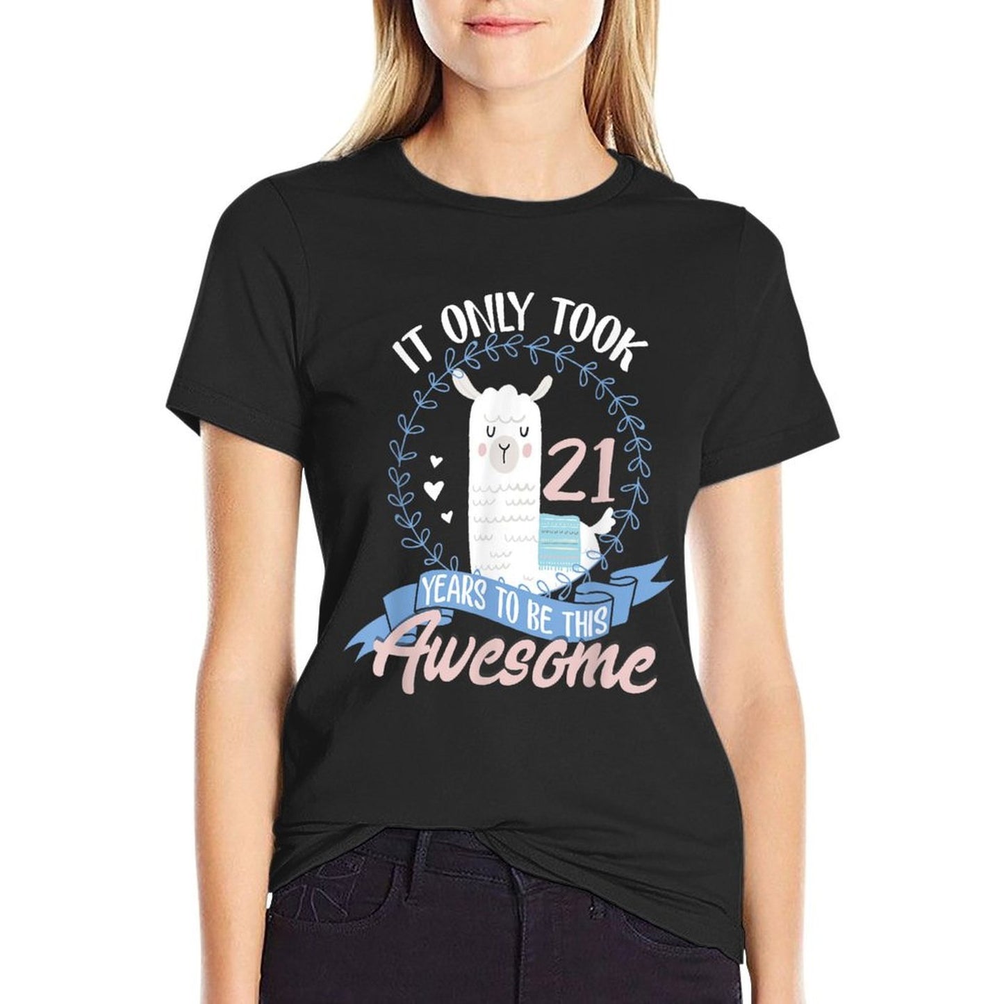21st Birthday Llama Awesome Gifts Polyester Blend T-Shirt