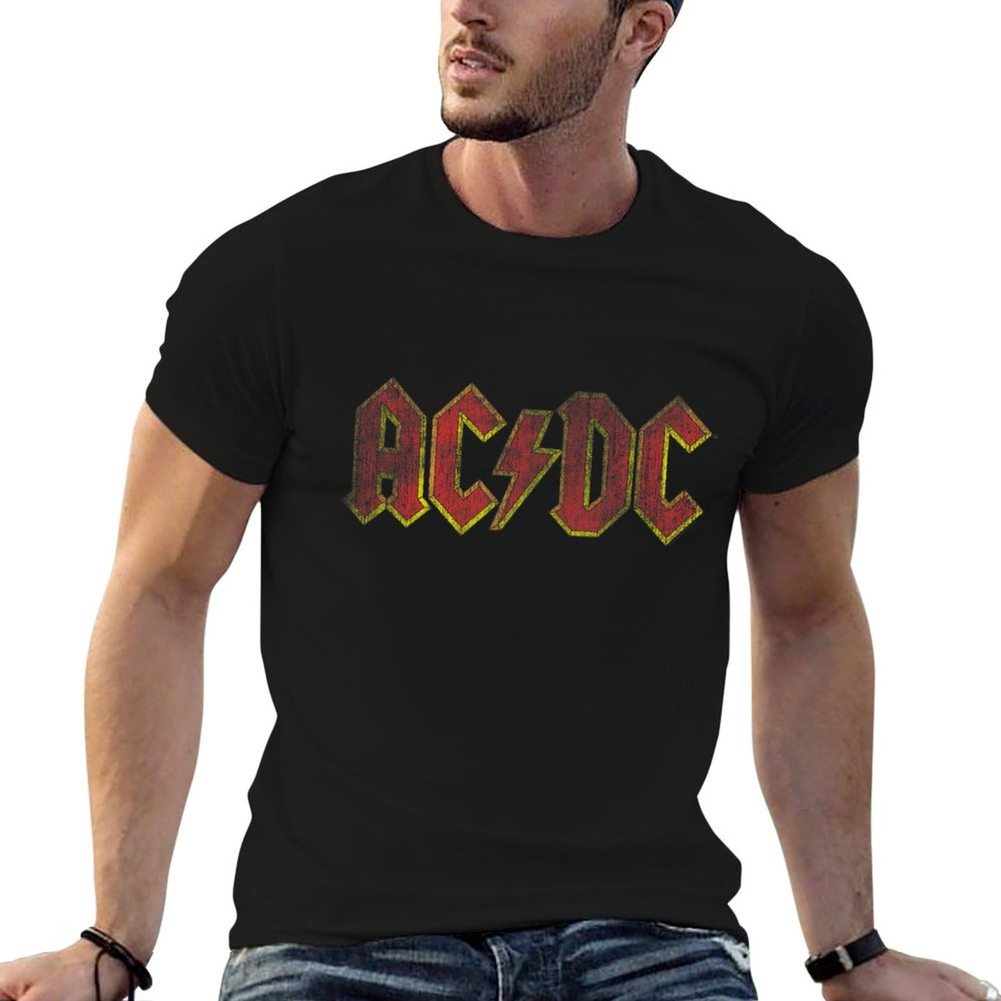 ACDC Distressed Red Logo Rock Music Band Quick-drying T-Shirt