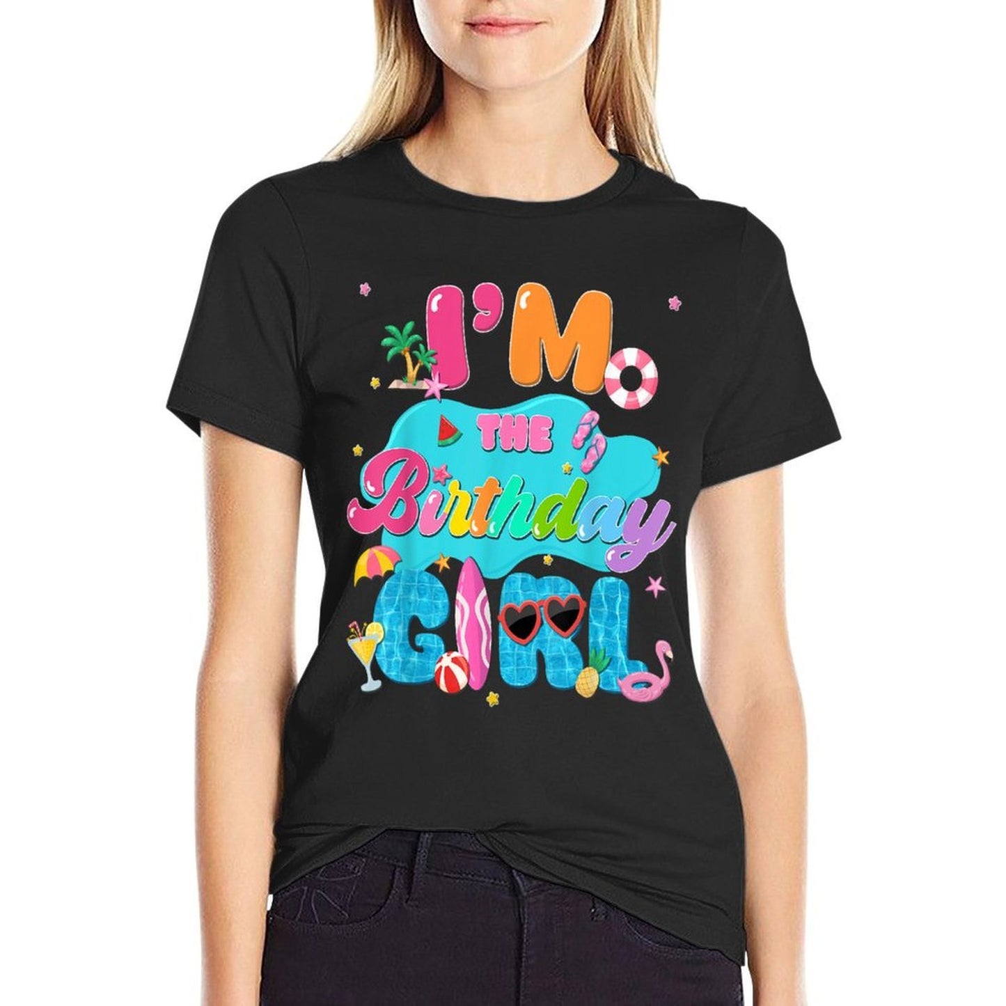 Im The Birthday Girl Pool Party Beach Family Matching Rolled Sleeves T-Shirt