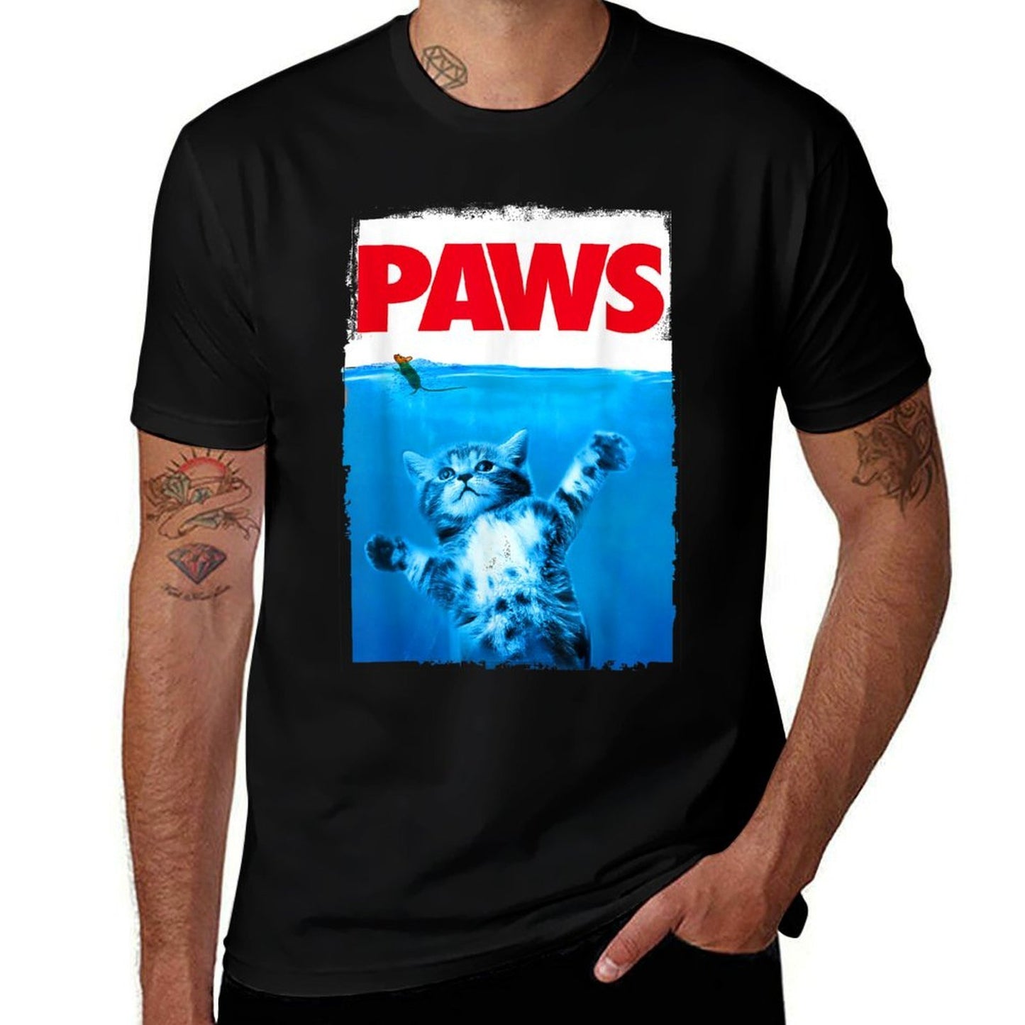 Xiongying Paws Cat And Mouse Top, Cute Funny Cat Lover Parody Affordable Price T-Shirt