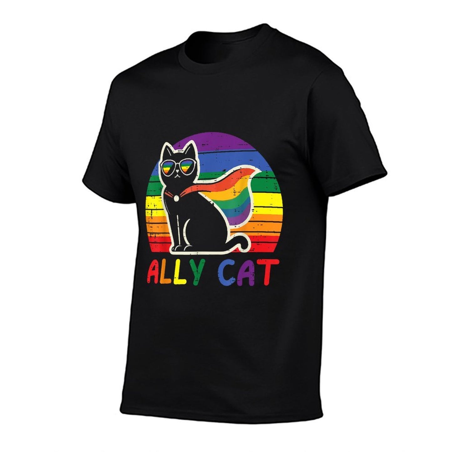 Gay Pride Month Ally Cat Funny LGBTQ Rainbow Men Women Kids Moisture-wicking T-Shirt