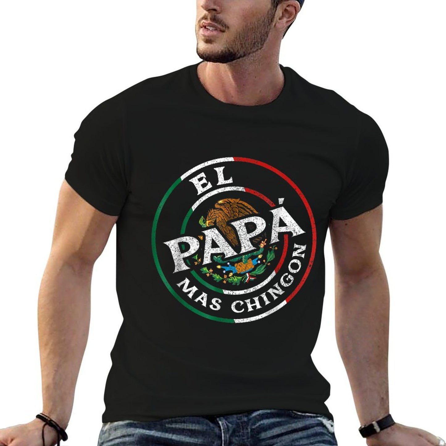 Father's Day El Papa Mas Chingon Funny Mexican Dad Spanish Fade-proof Color T-Shirt