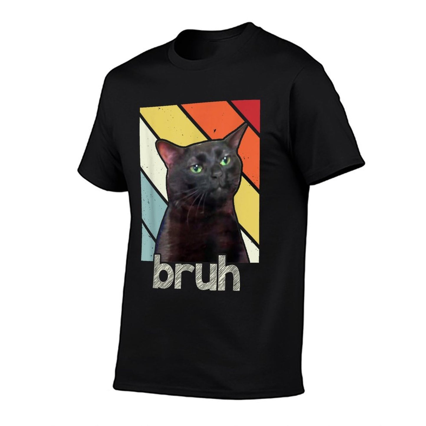 Funny Meme Saying Bruh with Cat Greetingsns Boys Men Breathable T-Shirt