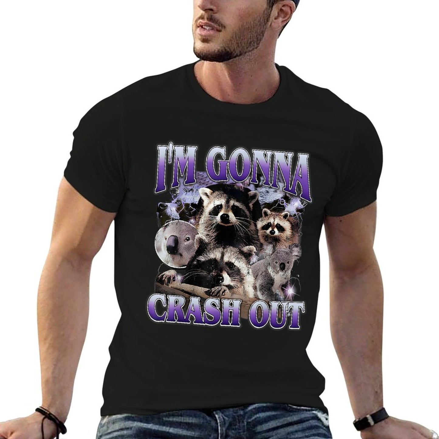 Im Gonna Crash Out Funny Meme Racoon Humorous Sarcastic Summer-ready Fabric T-Shirt
