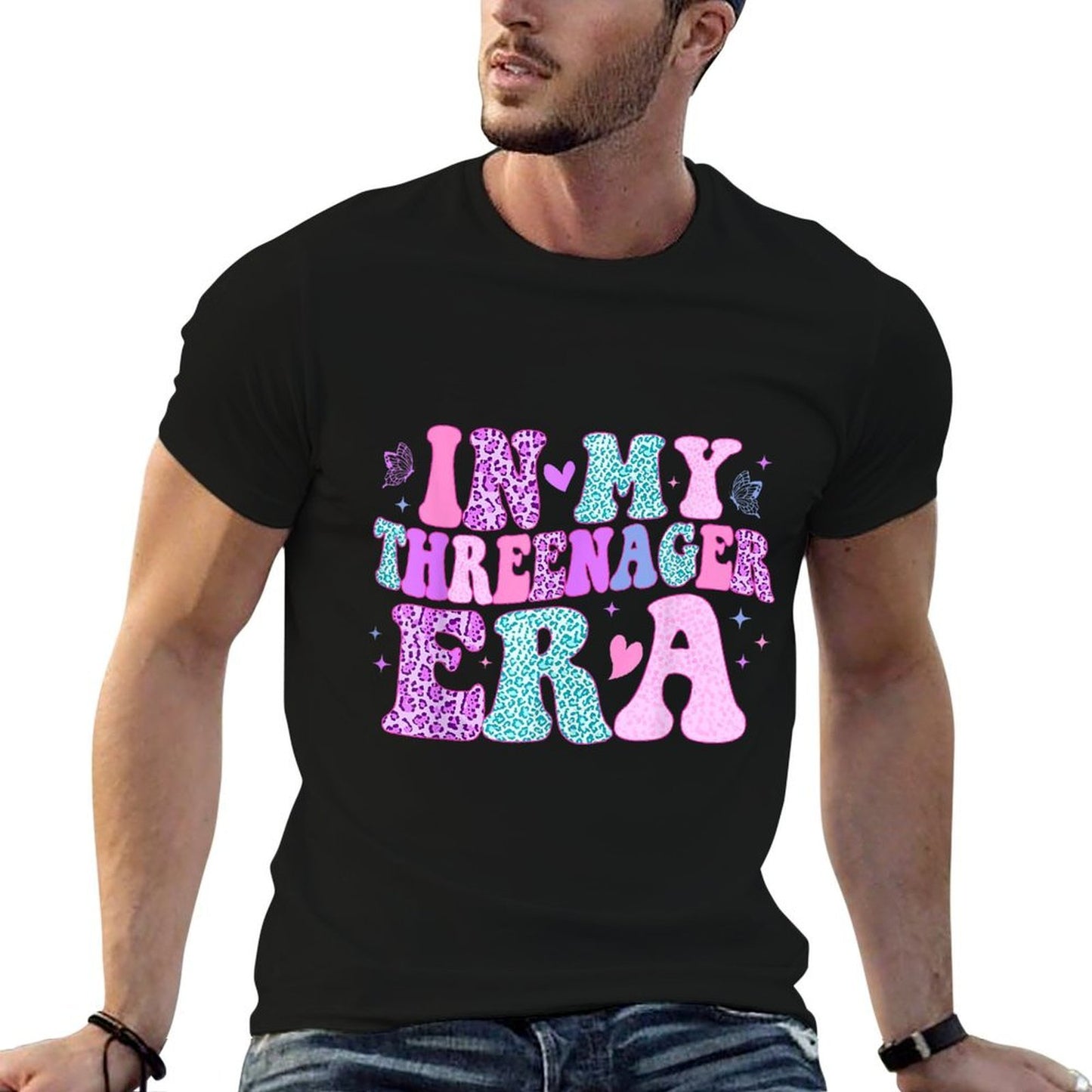 Groovy In My Threenager Era Girl Kids Boy 3rd Birthday Slim-fit Cut T-Shirt