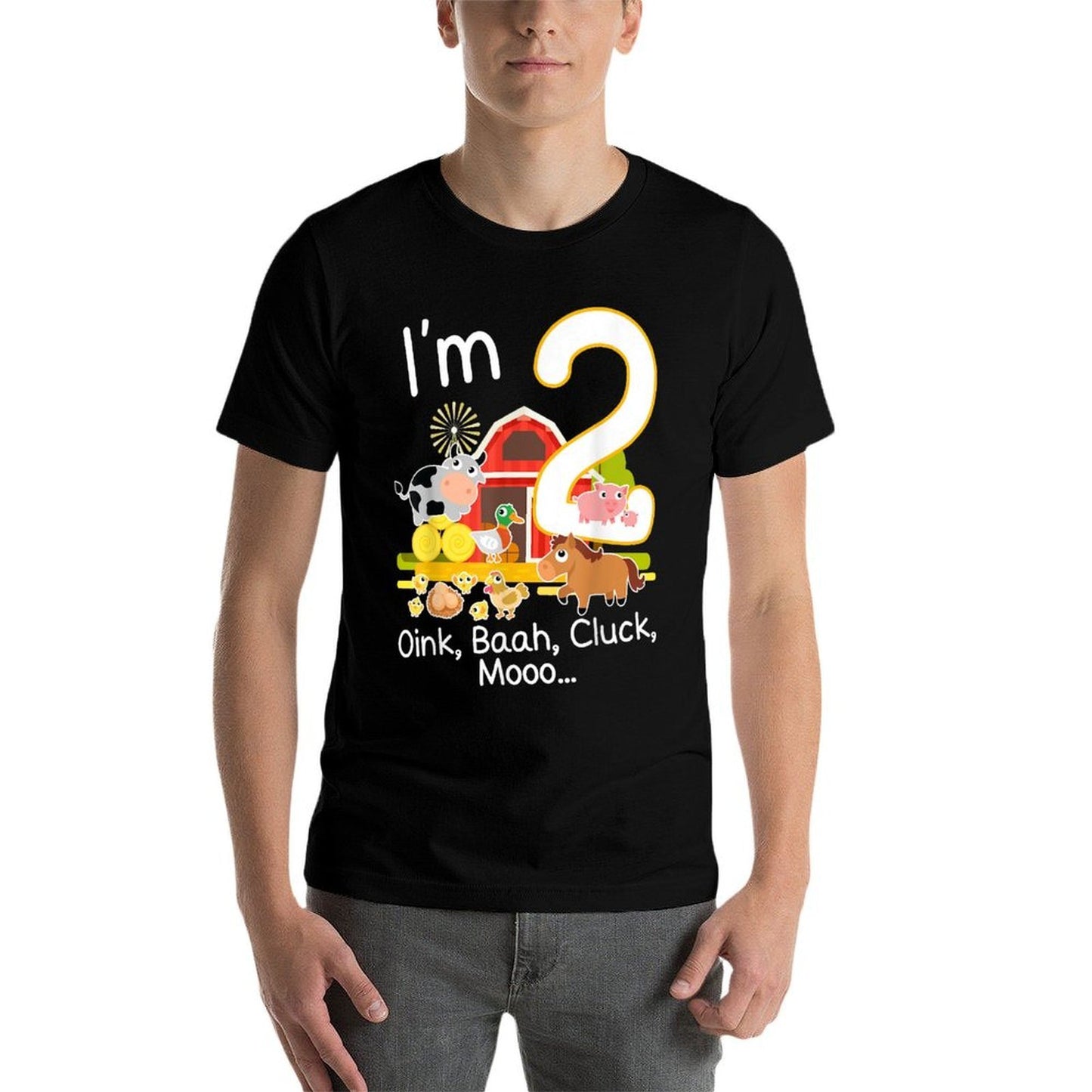 2nd Birthday 2 Year Old Farm Animal Family B-Day Famer Party Eco-friendly Material T-Shirt