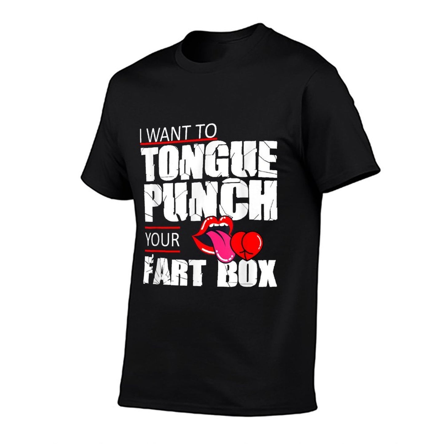 Tongue Fart Box Punch Funny Word Pun Humor Sarcasm Joke Gag Ribbed Collar T-Shirt