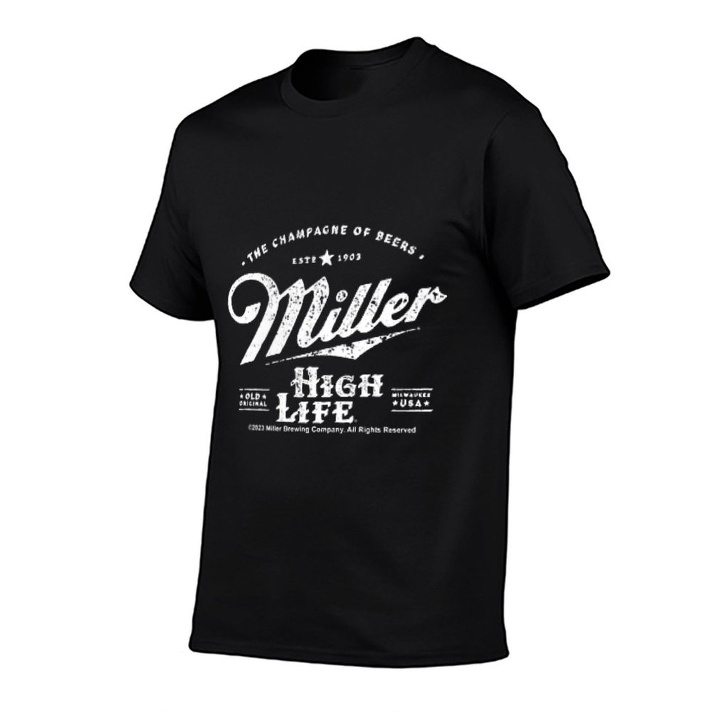 Coors Miller High Life Champagne of Beers Front And Back Ribbed Collar T-Shirt