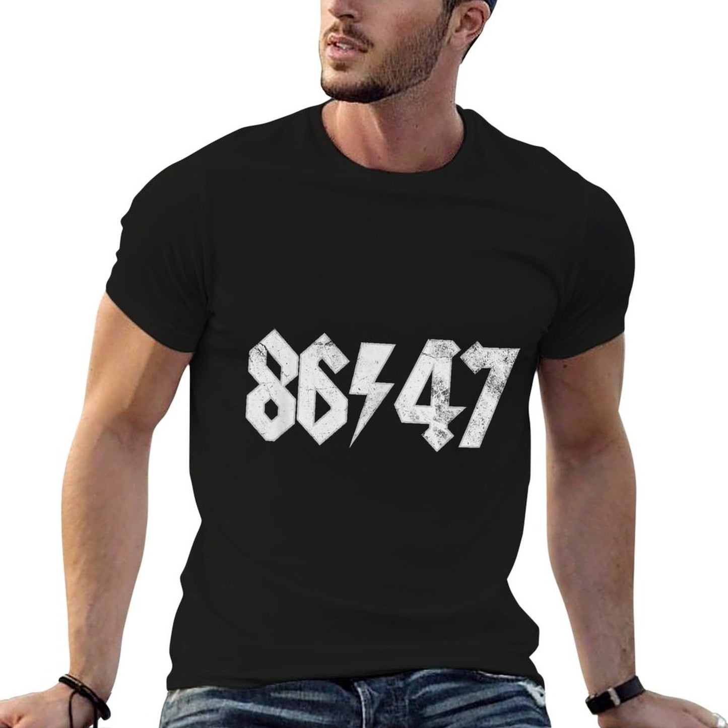 8647 Sarcastic Retro Vintage 80s Style 86 47 Rock 8647 Heathered Texture T-Shirt