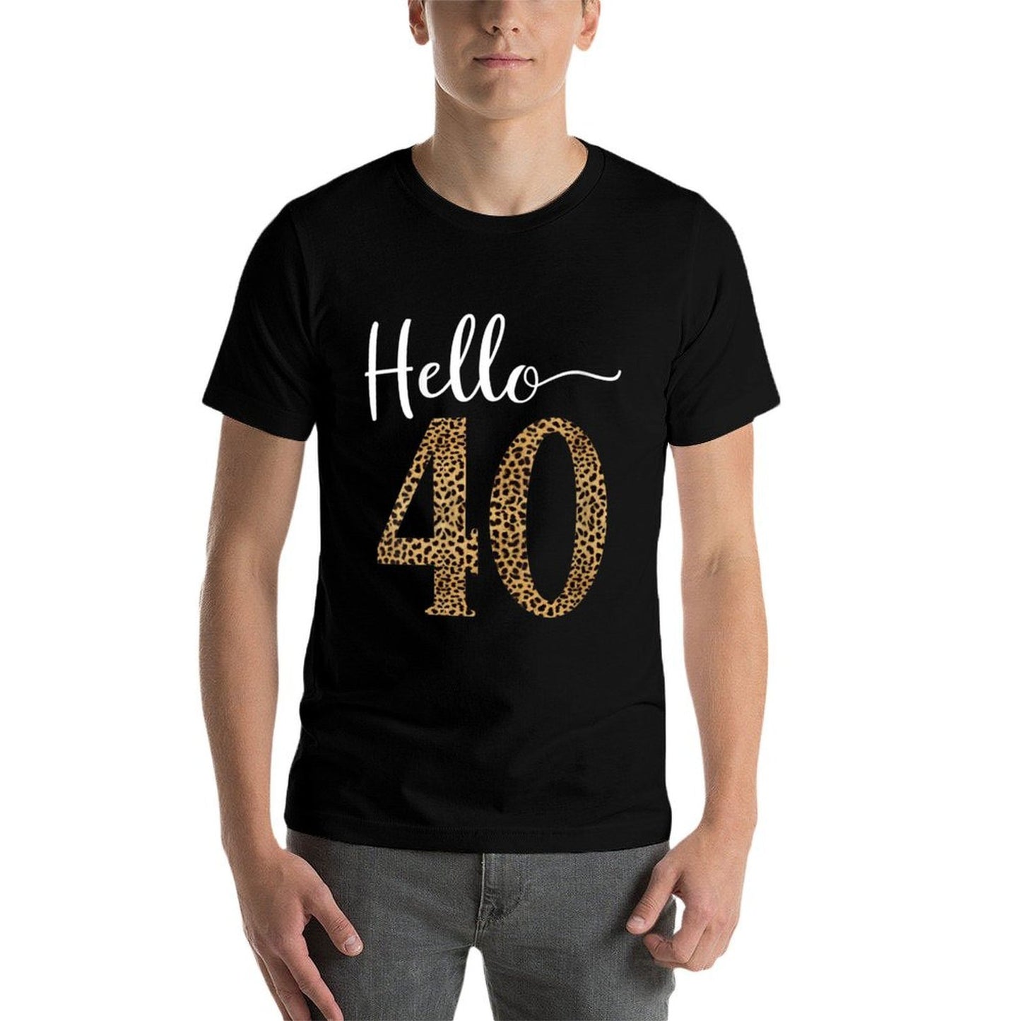 Womens Hello 40 Years Leopard Print 40th Birthday Party Woman Gift Tagless Design T-Shirt
