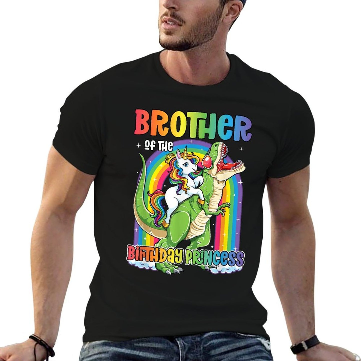 Brother of The Birthday Princess T Rex Birthday Unicorn Girl Soft T-Shirt