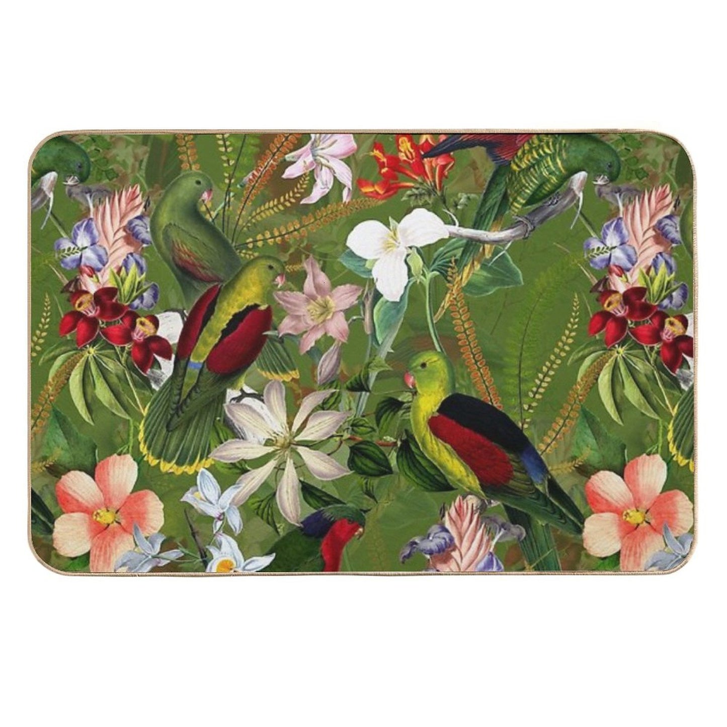 Vintage Parrot Jungle Botanical Garden 3 Nightgarden Durable Bath Mat