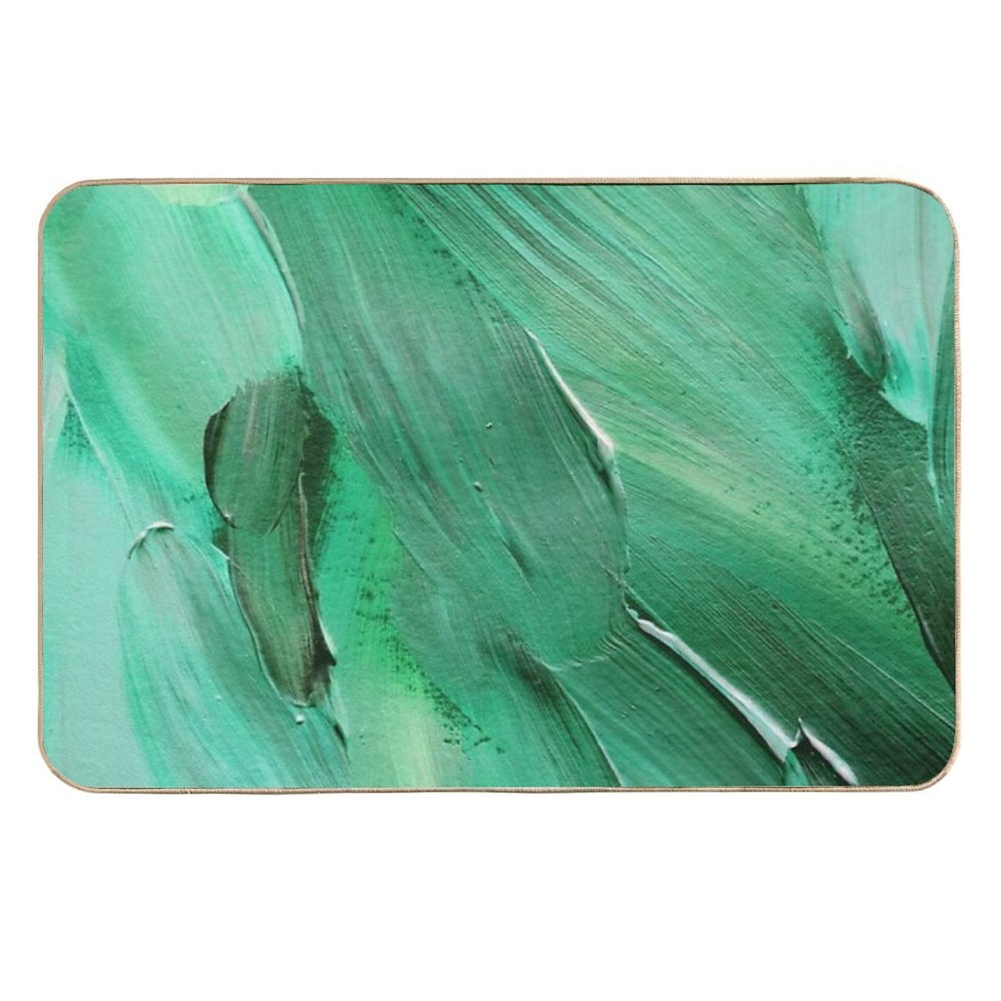 Sea Foam Green And Jade-Hues Abstract Painting Stain-Proof Bath Mat