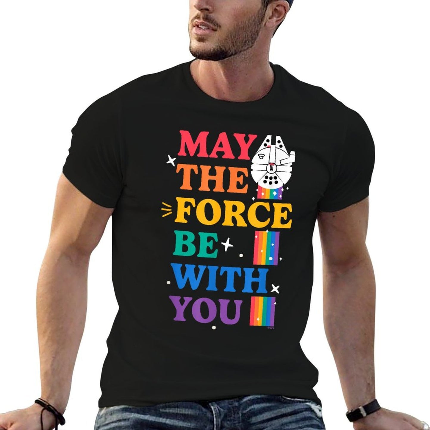 Star Wars Pride May The Force Be With You Rainbow Falcon Easy-care T-Shirt