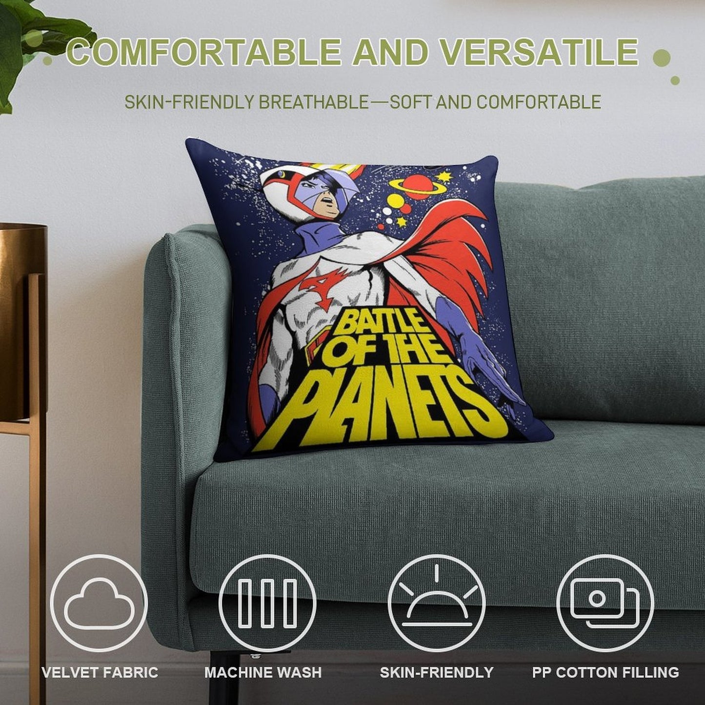 BATTLE OF THE PLANETS! Soft Easy Maintenance Throw Pillow