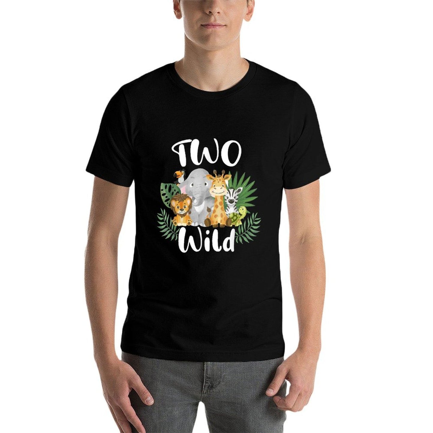 Kids Two Wild 2nd Birthday Boy Funny Zoo Animals Son Toddler Fade-proof Color T-Shirt