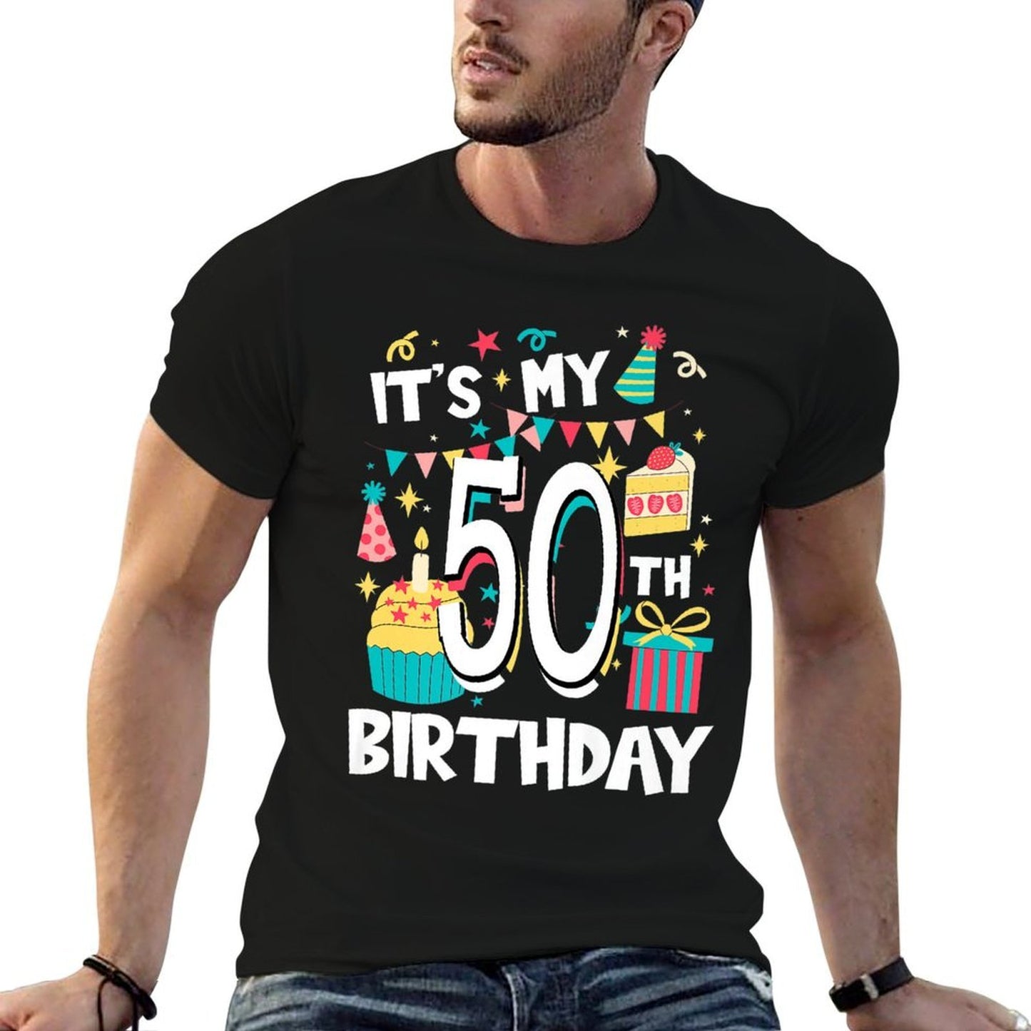 It's My 50th Birthday Cute Sweets Cake Sweetmeat Matching Premium Easy-care T-Shirt