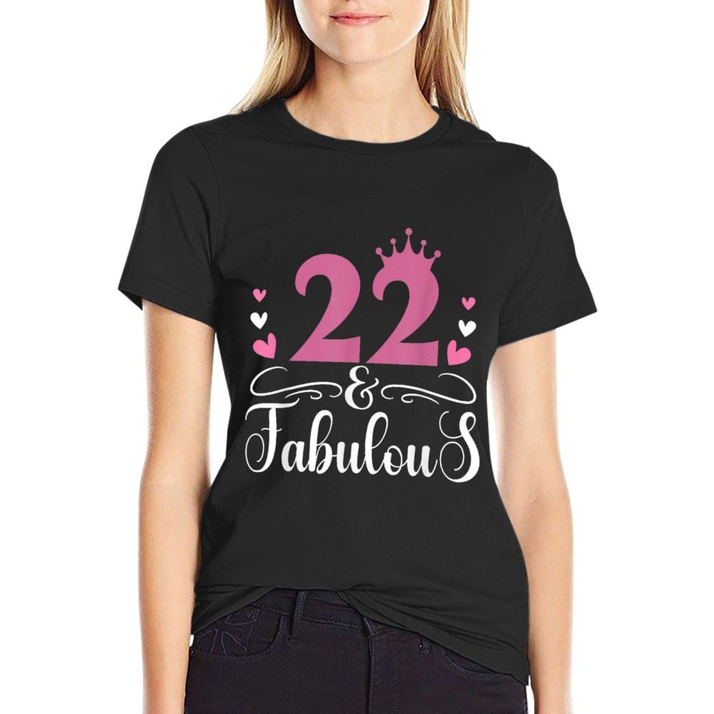 22 & Fabulous Queen Crown 22 Year Old 22nd Birthday Trendy Pattern T-Shirt