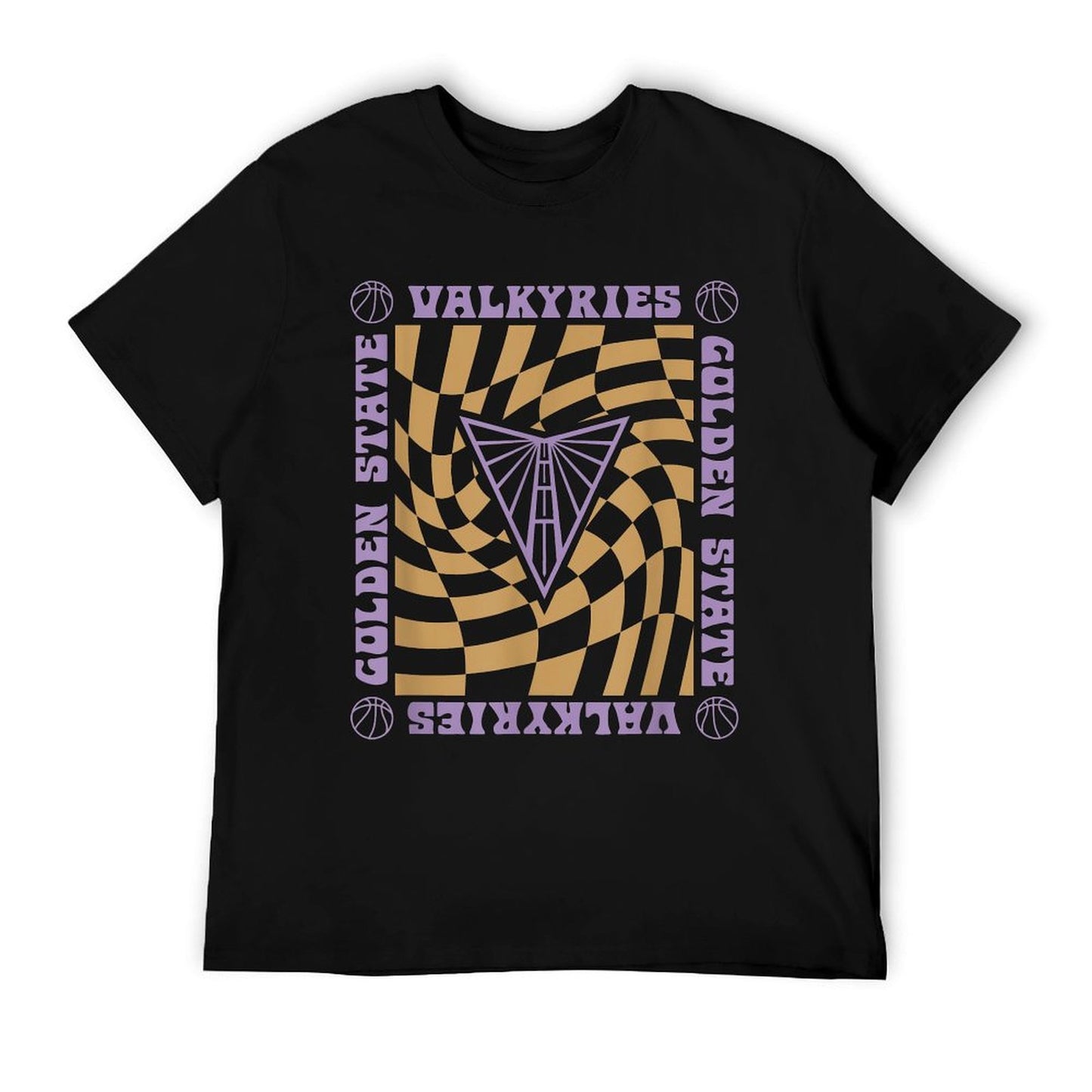 WNBA Golden State Valkyries Retro Wavy Checkerboard High-quality Stitching T-Shirt