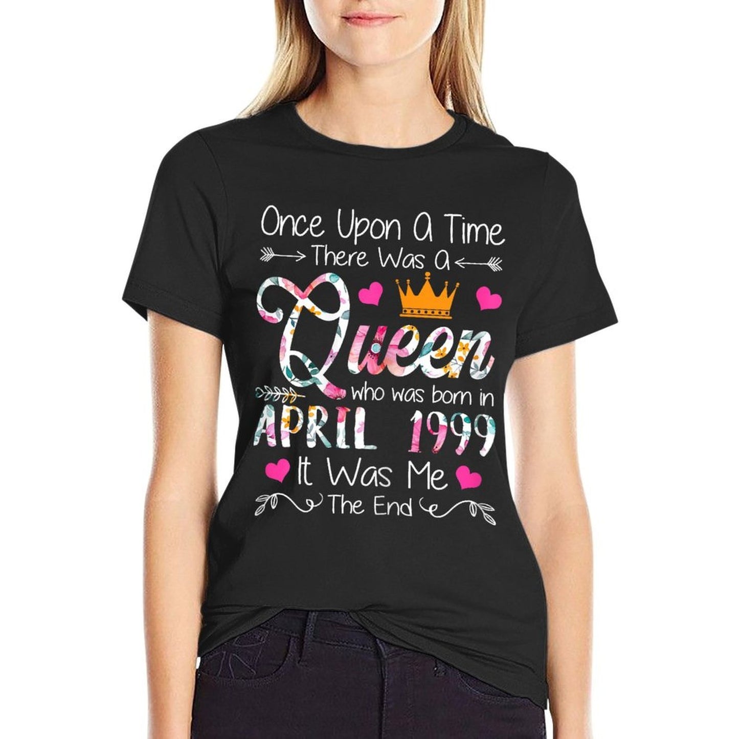 26 Years Old Birthday Girl 26 Birthday Queen April 1999 Trendy Pattern T-Shirt
