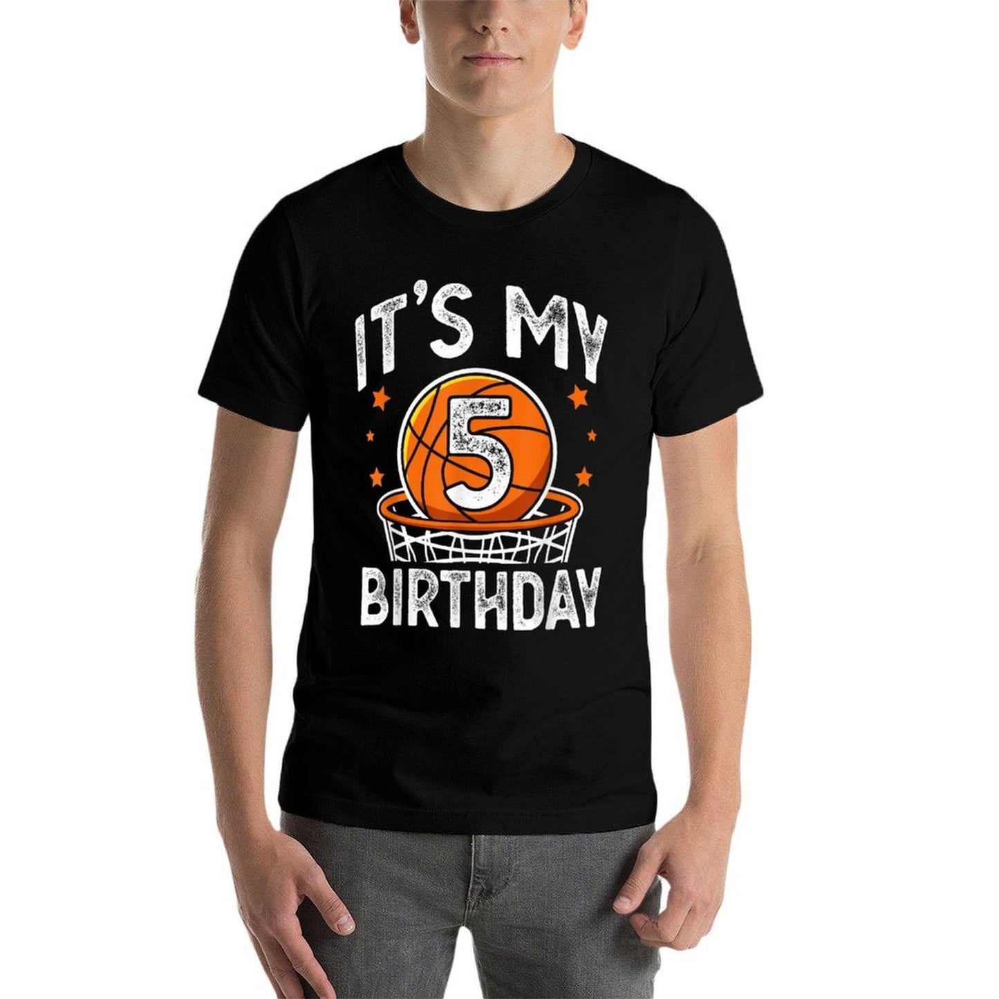 5 Years Old Kids Basketball Sport 5th Birthday Boy Relaxed-fit T-Shirt
