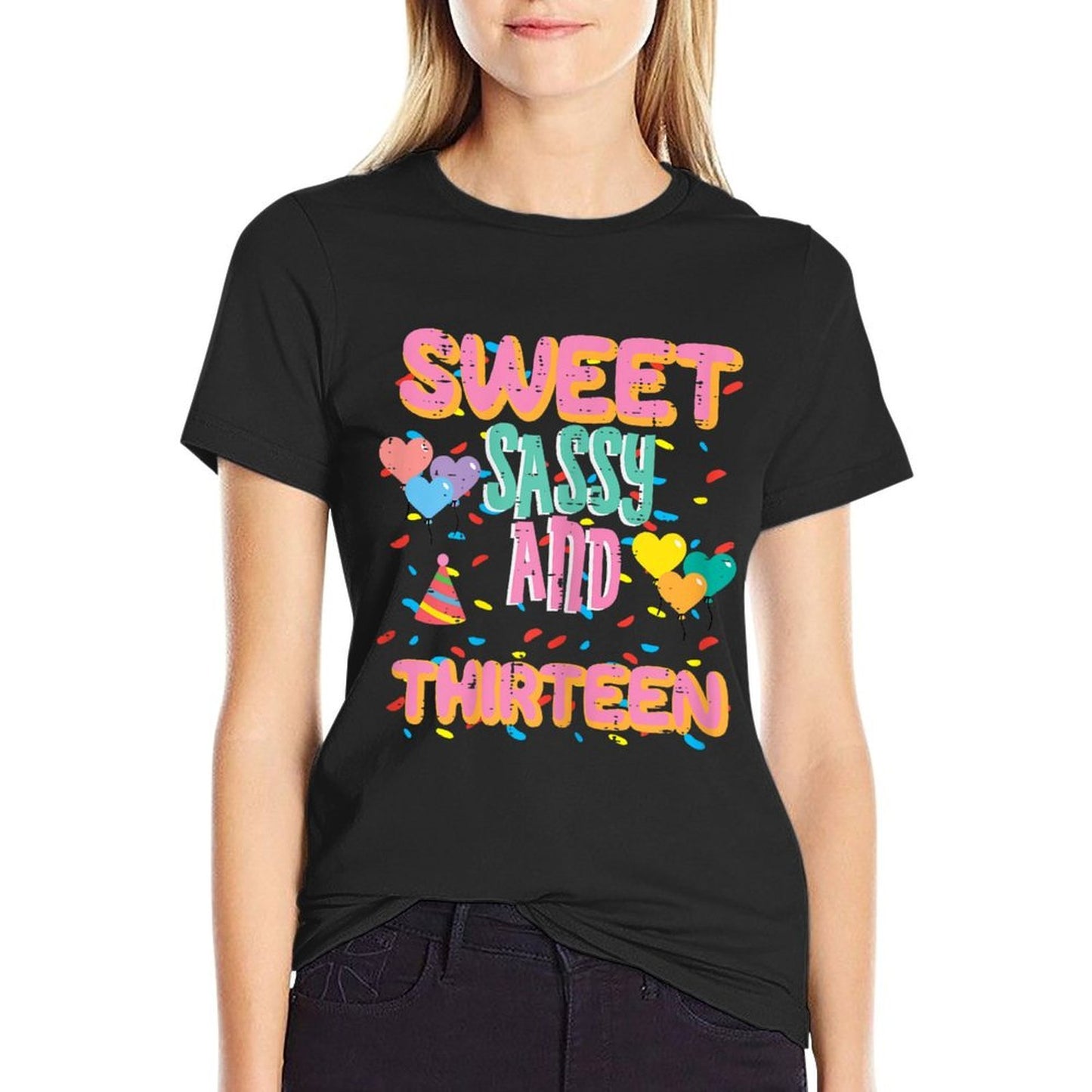 13th Birthday Sweet Sassy Thirteen 13 Year Old Bday Girls Polyester Blend T-Shirt