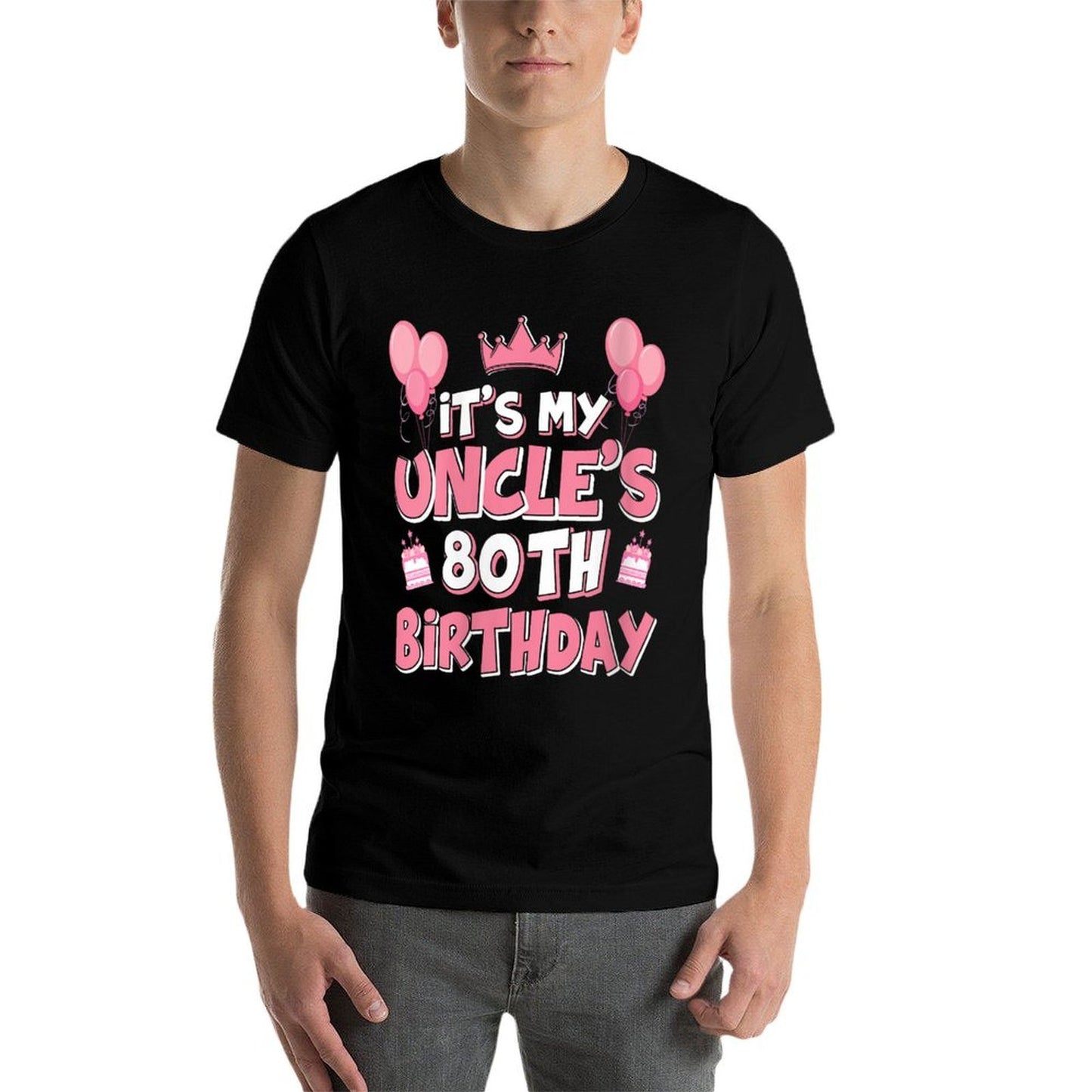 Womens Balloons It's My Uncle's 80th Birthday 1945 80 Years Old Stretchy T-Shirt