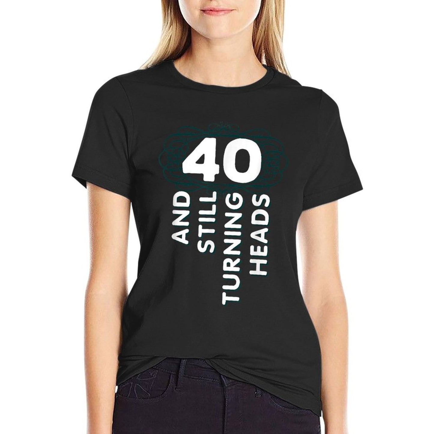 40 Years Old Turning Heads 40th Birthday Gift Mom Dad Breathable T-Shirt