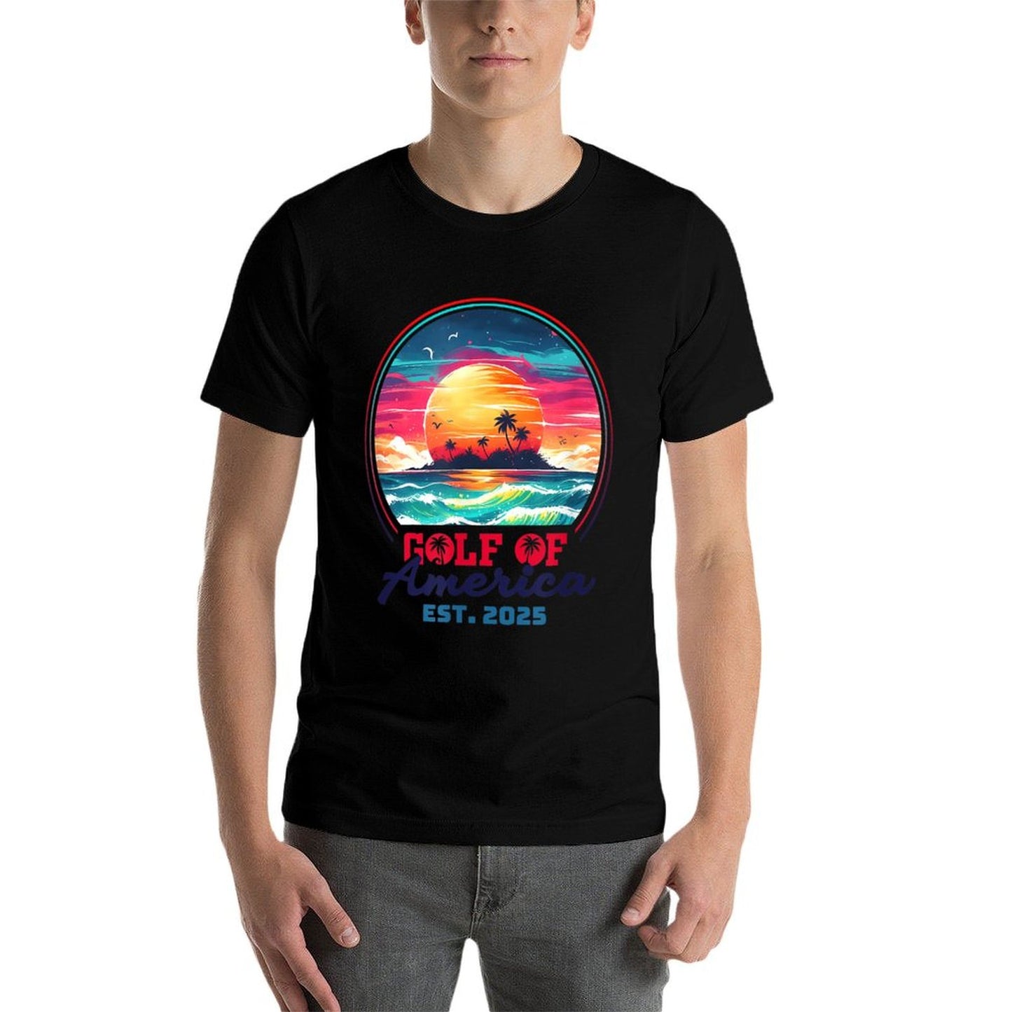 Funny USA America Shirt Gulf Of Us America Est 2025 Ribbed Collar T-Shirt