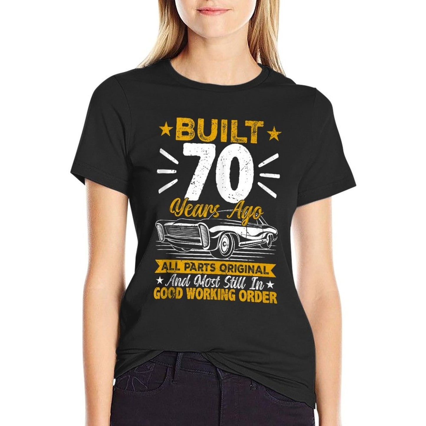 Retro Built 70 Years Ago Funny 70th Birthday 70 Years Old Summer-ready Fabric T-Shirt