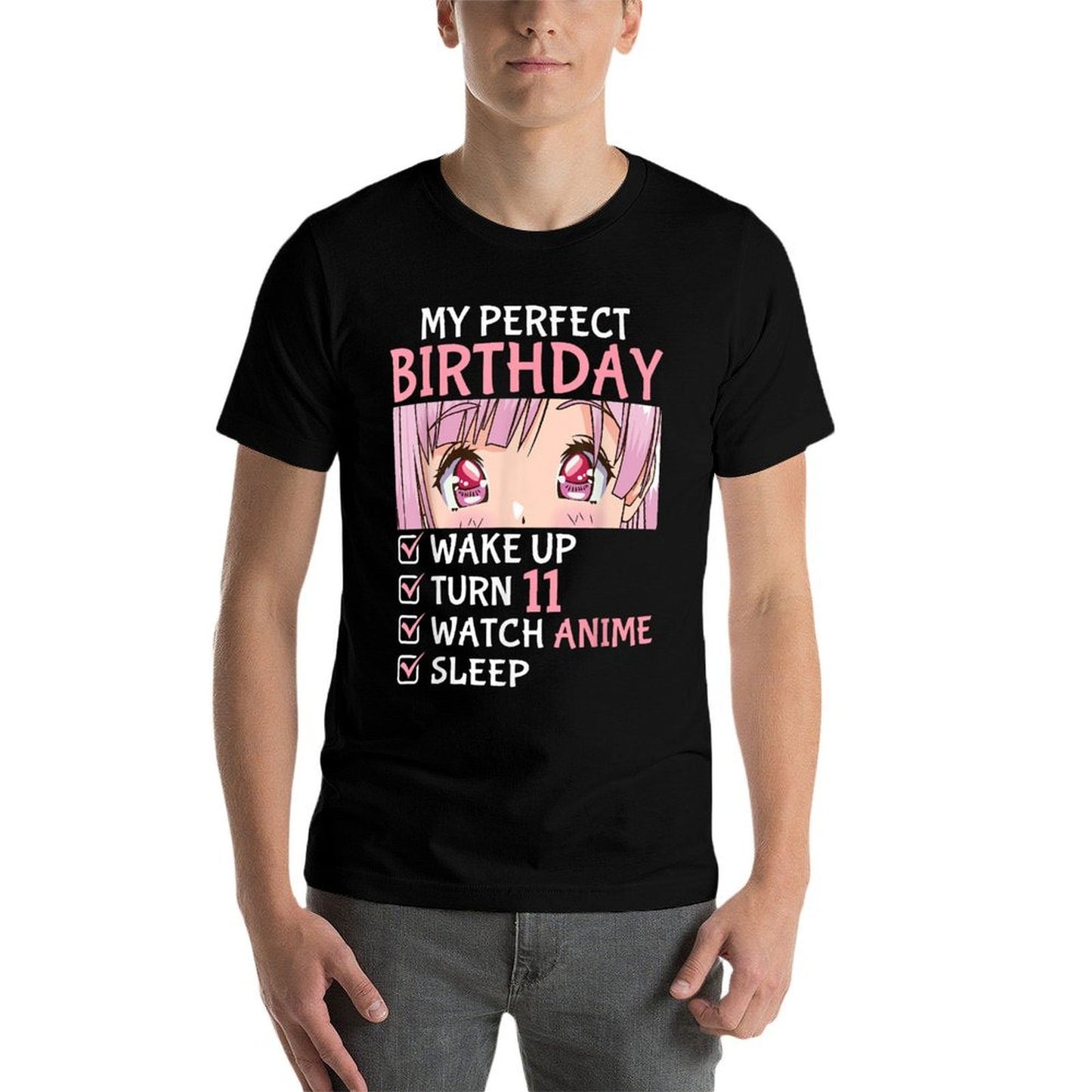 11th Birthday Watch Anime 11 Years Old Animen Girls Slim-fit Cut T-Shirt