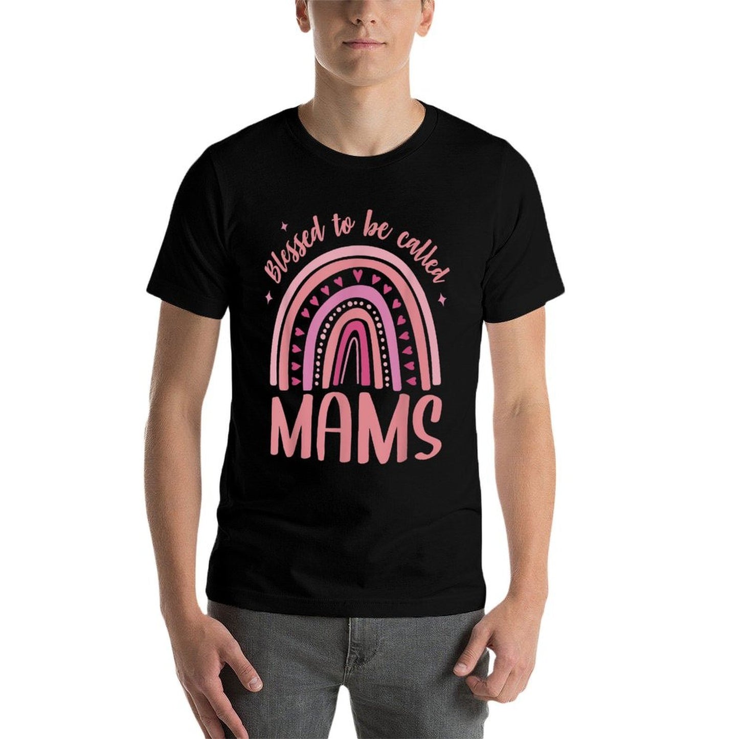Mams Tshirts for Women Grandma Blessed to Be Called Mams Ribbed Collar T-Shirt