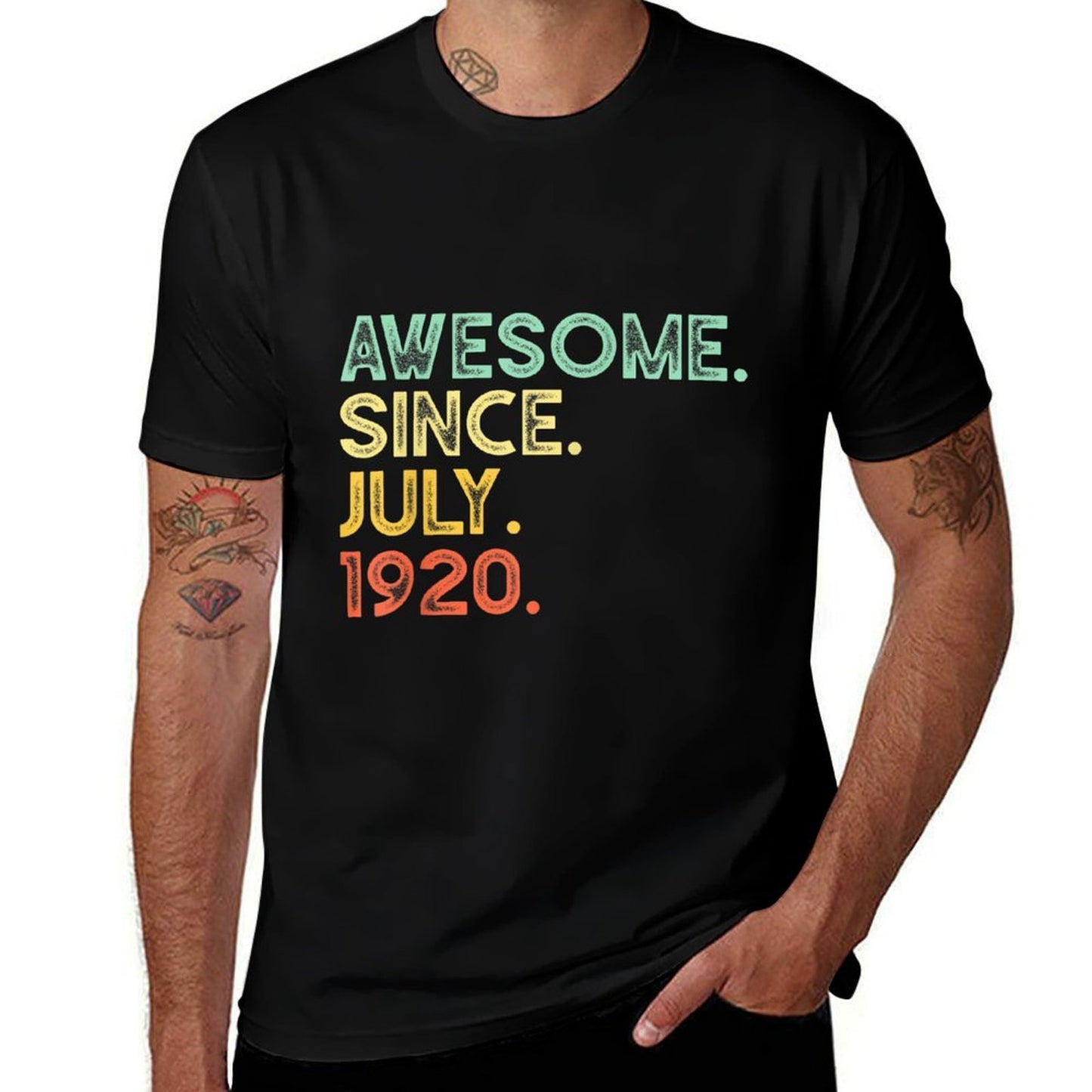 100 Years Old Awesome July 1920 100th Birthday Gift Heathered Texture T-Shirt