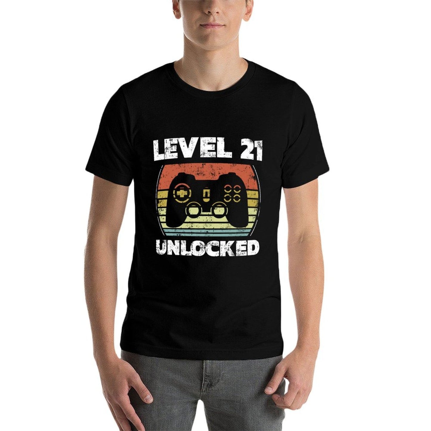Level 21 Unlocked Funny Video Gamer 21st Birthday High-quality Stitching T-Shirt