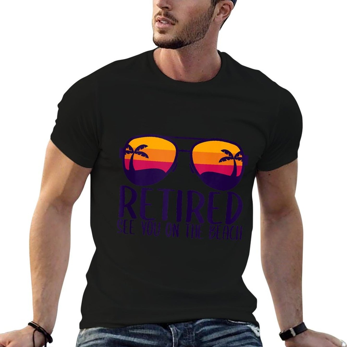 Retired See You On The Beach Funny Retirement Party Gift Polyester Blend T-Shirt