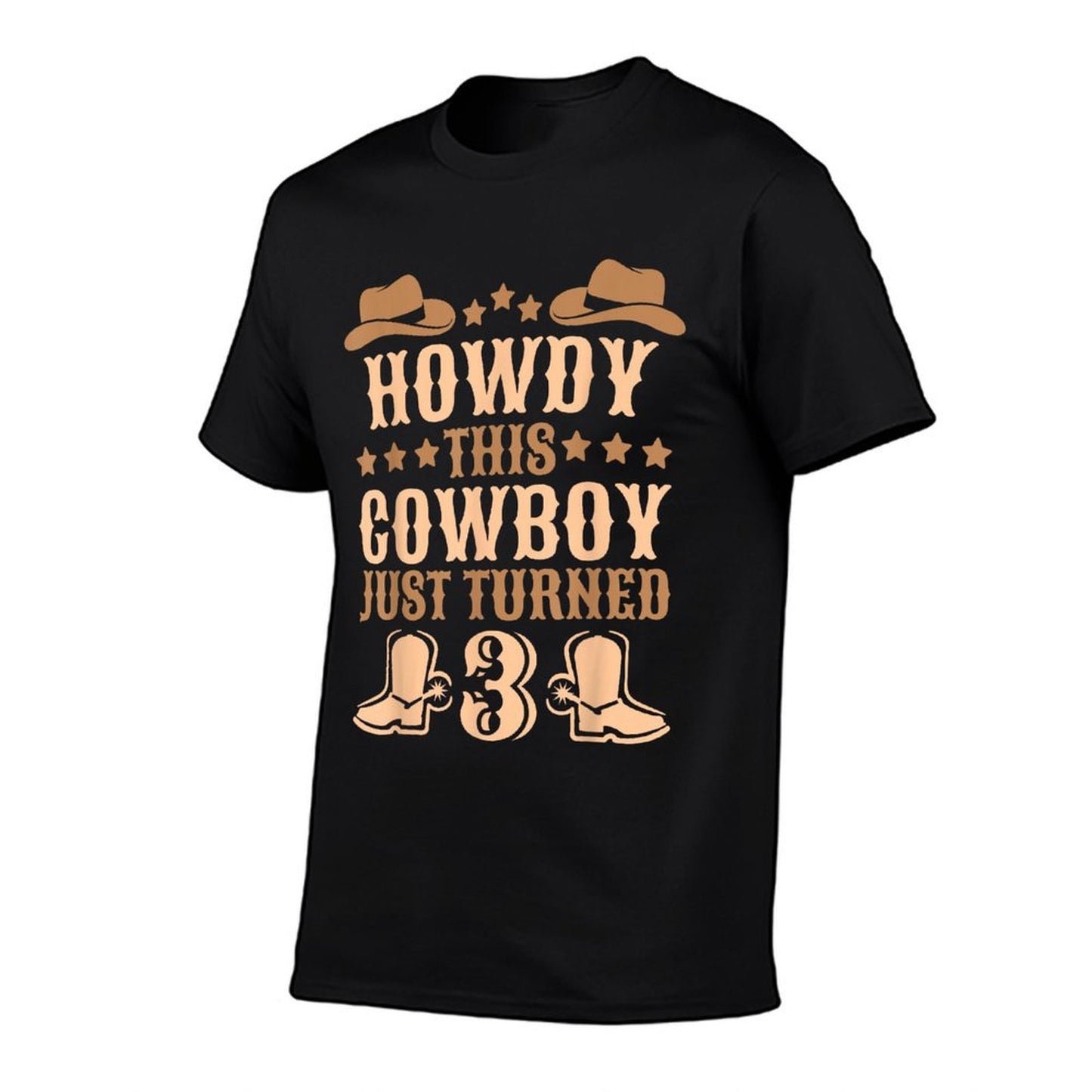 3yr Birthday Cowboy Western 3 Year Old Boy Kids 3rd Birthday Polyester Blend T-Shirt