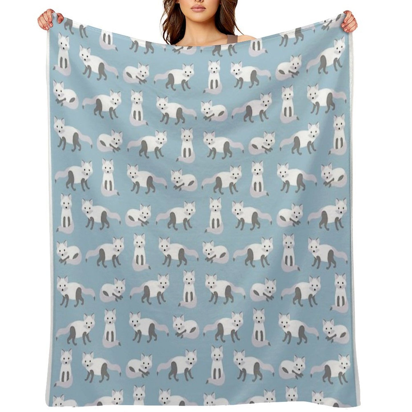 Arctic Fox Pattern Machine-washable Throw Blanket
