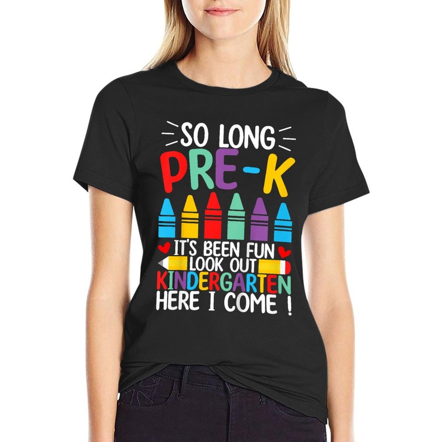 Kids So Long Pre-K Graduation Kindergarten Here I Come 2024 Fade-proof Color T-Shirt