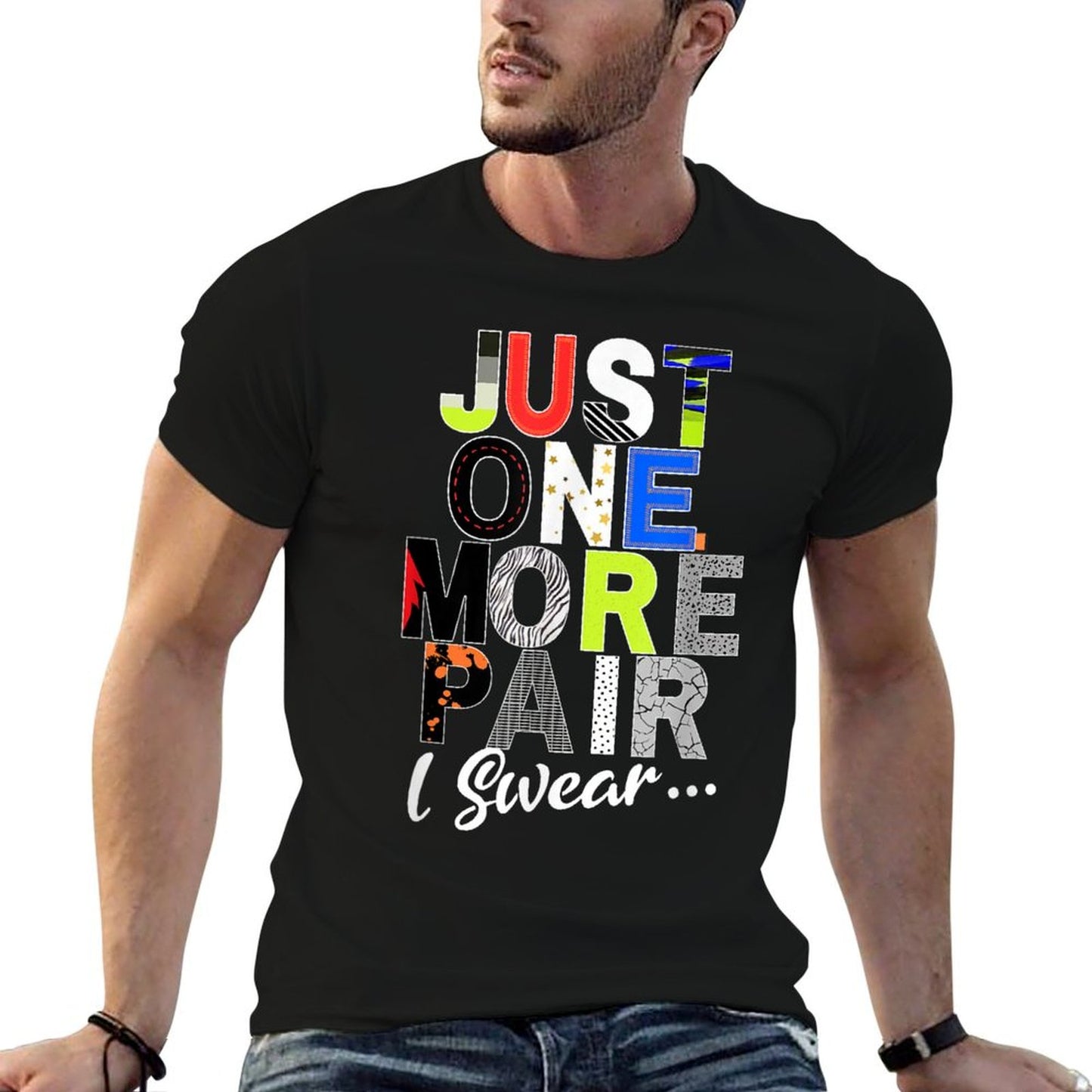 Sneaker Head Just One More Pair...Sneakerhead Graphic Ribbed Collar T-Shirt