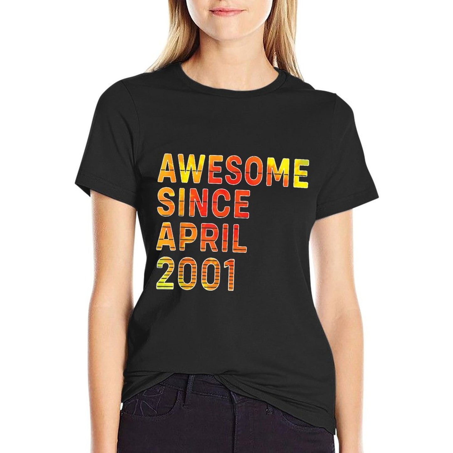 21 Years Old Awesome Since April 2001 21st Birthday Summer-ready Fabric T-Shirt