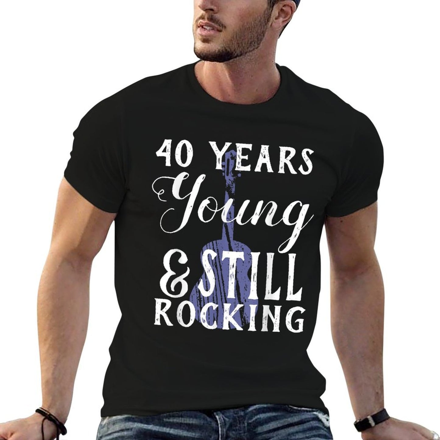 40 Years Old Still Rocking Guitar for 40th Birthday Moisture-wicking T-Shirt