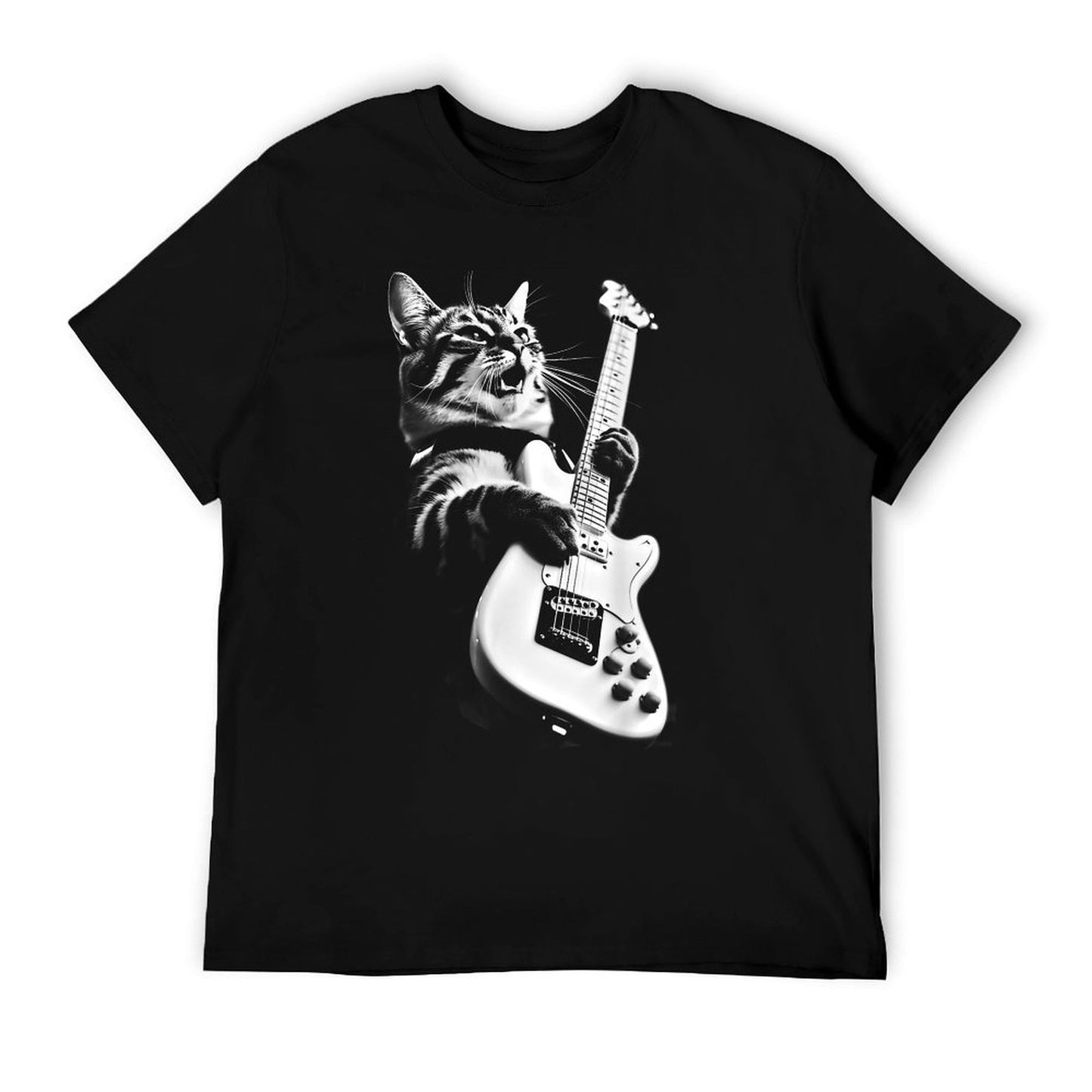 Unknown Designer Rock Cat Playing Guitar - Funny Guitar Cat Relaxed-fit T-Shirt