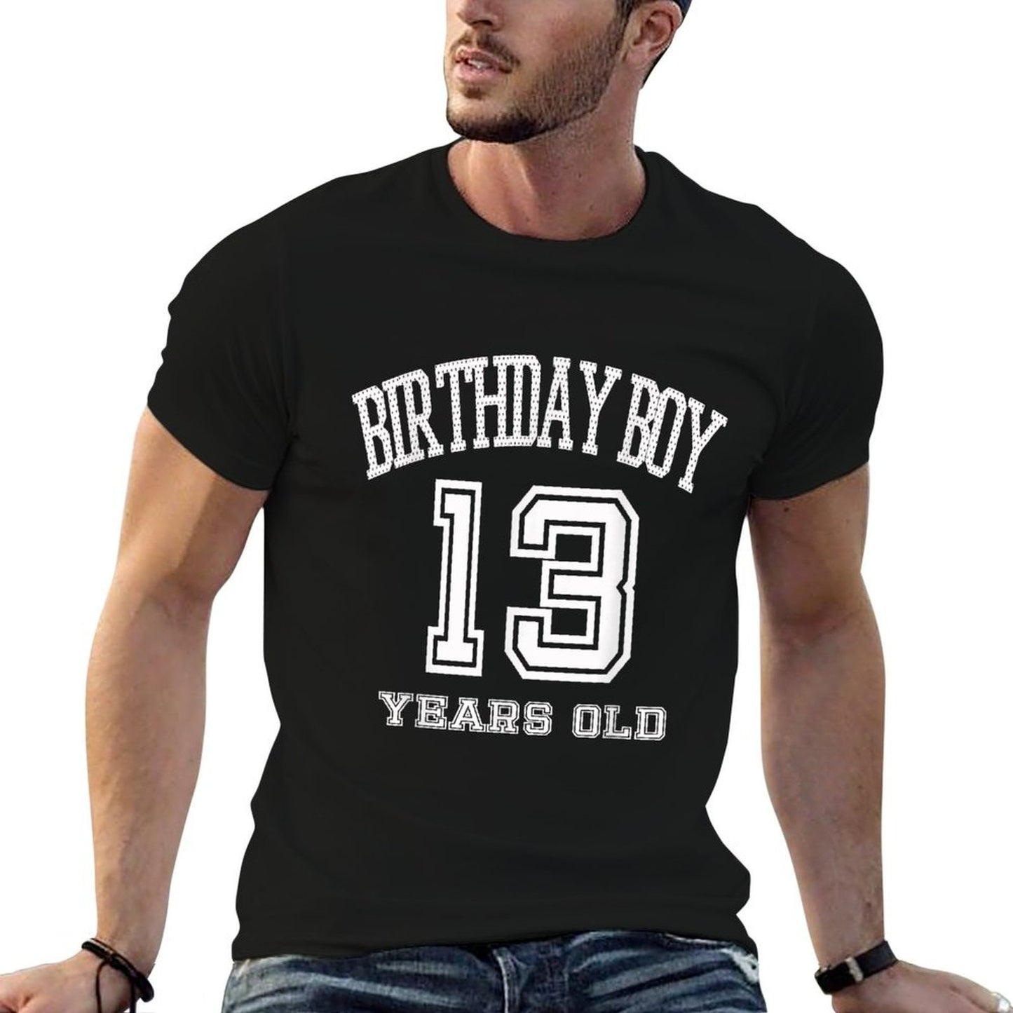 13th Birthday 13 Yrs Years Old Birthday Boy Varsity T-shirt Slim-fit Cut T-Shirt
